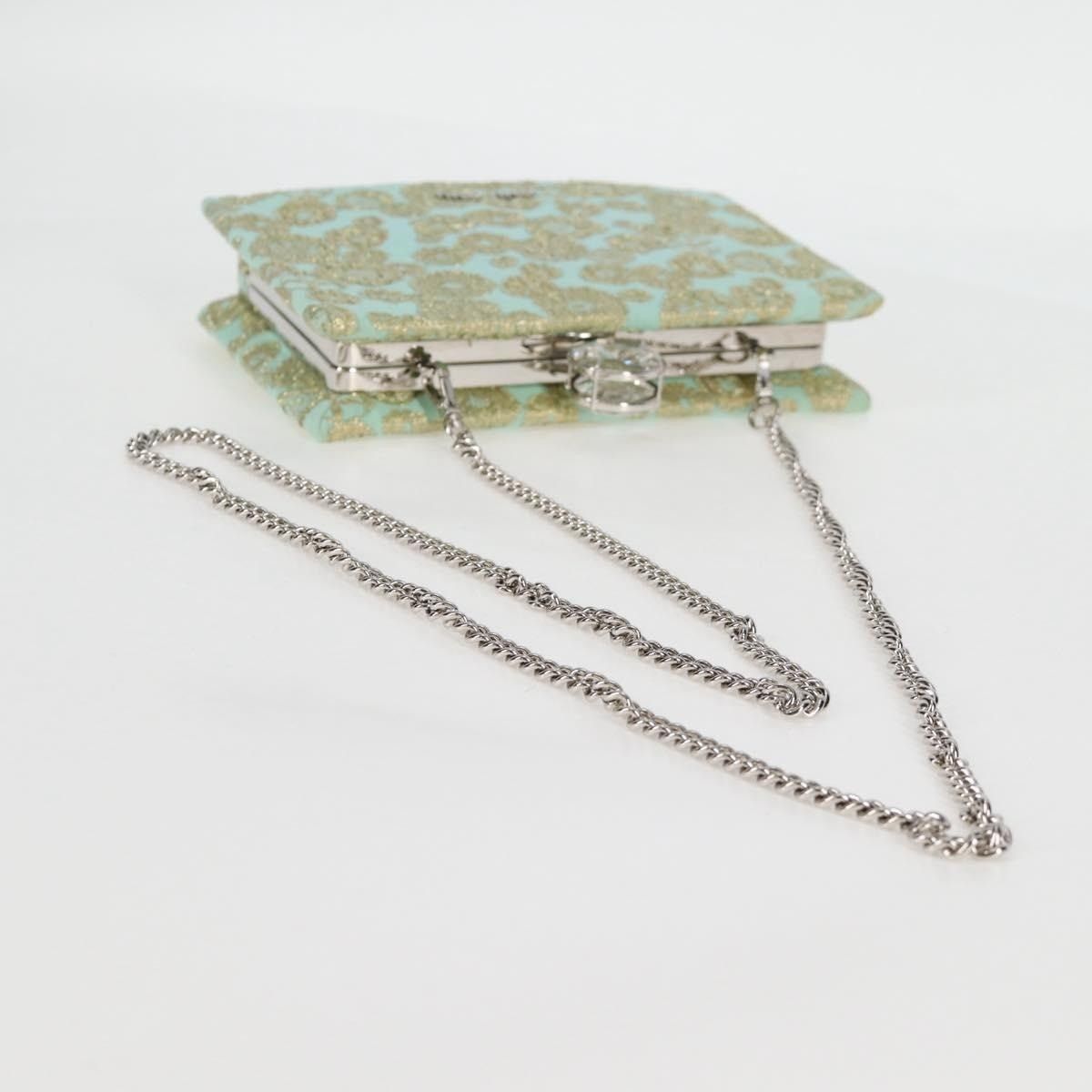 Miu Miu Miu Miu Cotton Chain Shoulder Bag Light Blue Size ONE SIZE - 14 Thumbnail