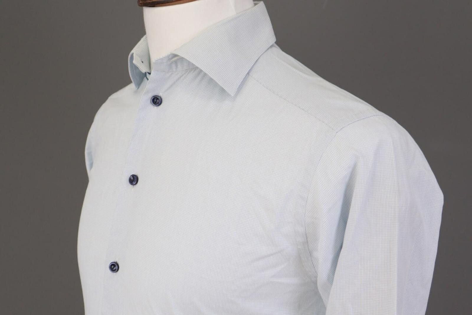 Eton Eton Slim Fit Blue Printed Button Down Shirt Size 38 / 15 Size US M / EU 48-50 / 2 - 9 Thumbnail