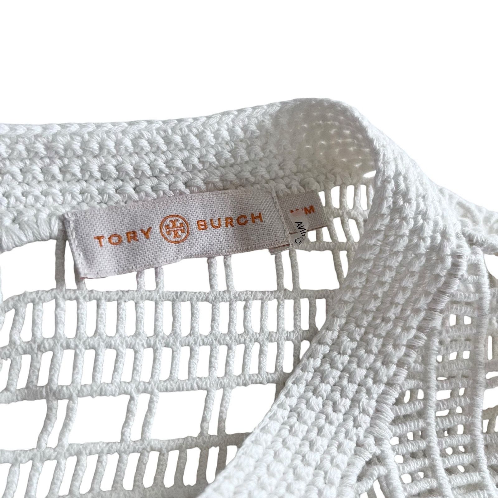 Tory Burch Tory Burch Ivory Open Knit Crochet Lace Short Sleeve Top Size M / US 6-8 / IT 42-44 - 7 Thumbnail