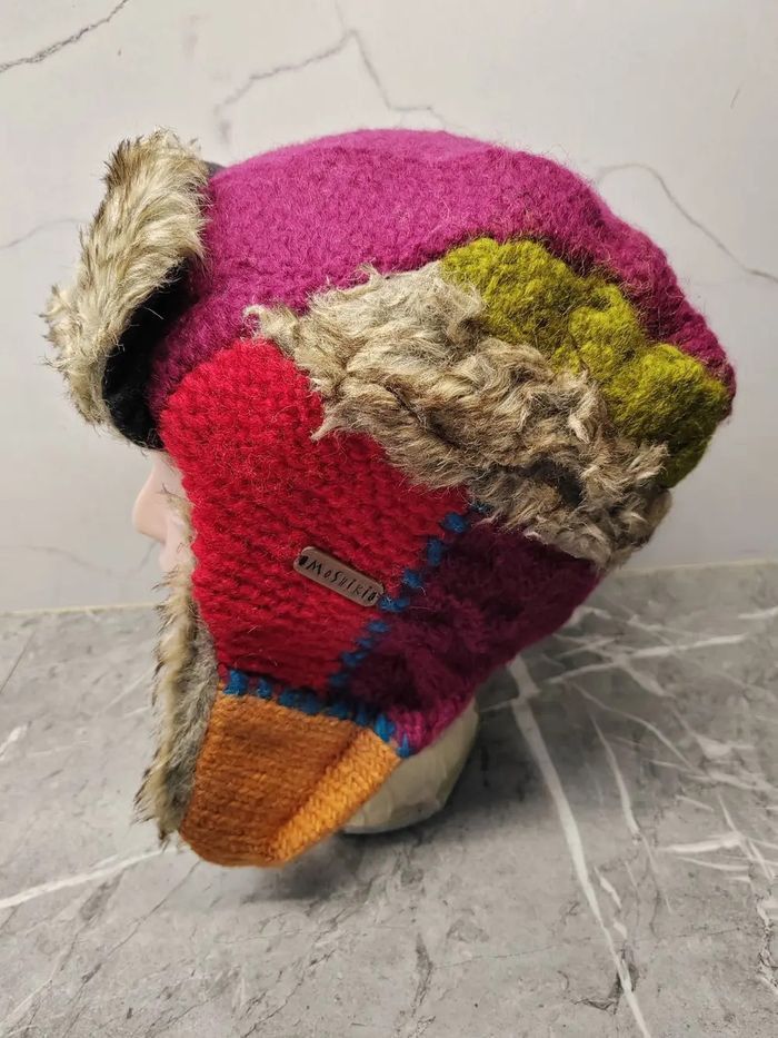 If Six Was Nine Vintage Ushanka Moshiki Wool Patchwork Style Earflap Beanie Size ONE SIZE - 3 Thumbnail