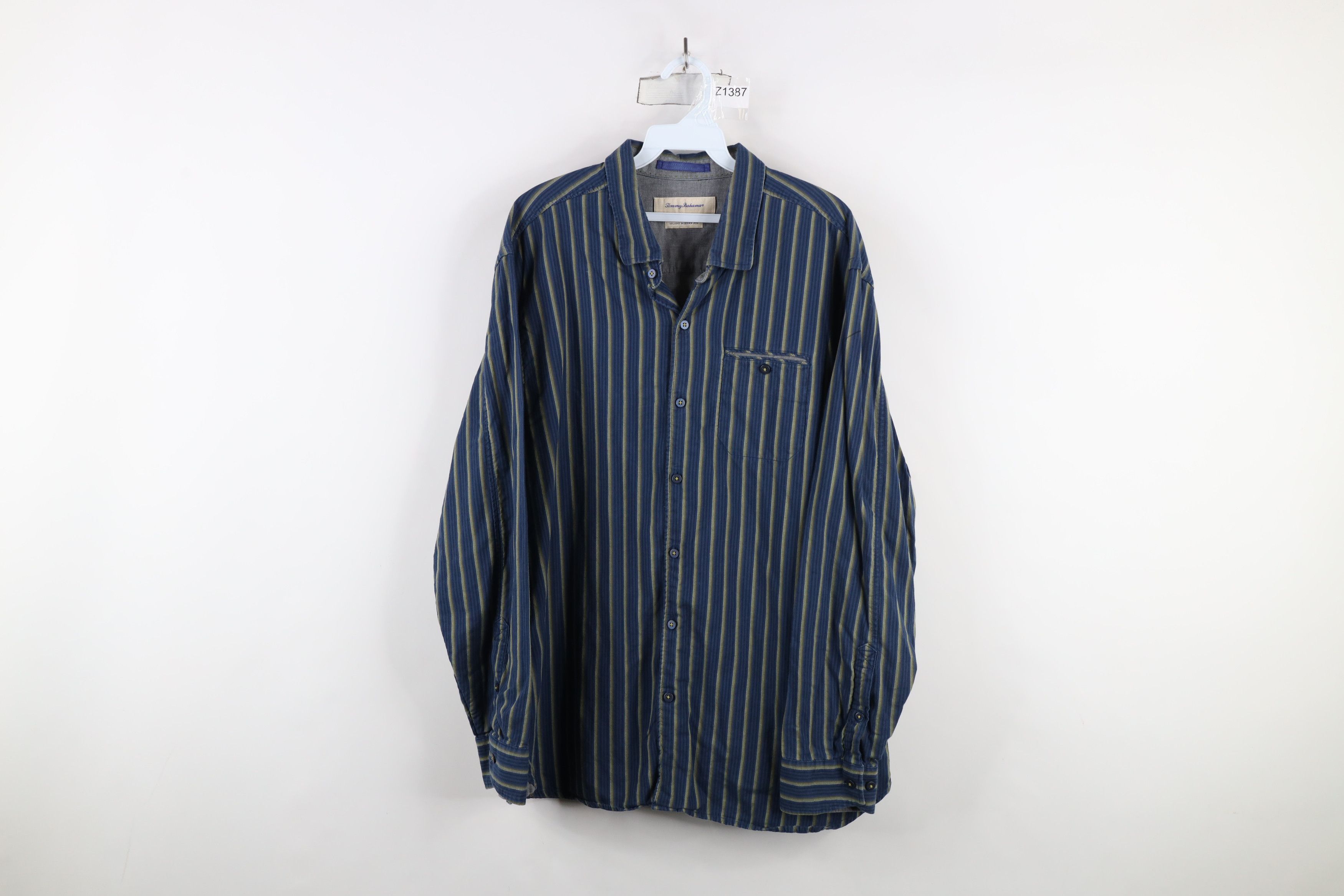 Tommy Bahama × Vintage Vintage Tommy Bahama Blend Striped Collared Button Shirt Size US XL / EU 56 / 4 - 1 Thumbnail