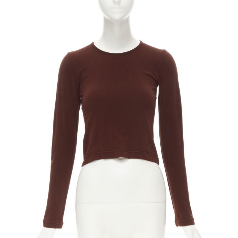 Comme des Garcons COMME DES GARCONS 1997 Lumps Bumps brown nylon blend crew neck knit cropped top Size ONE SIZE - 1 Thumbnail