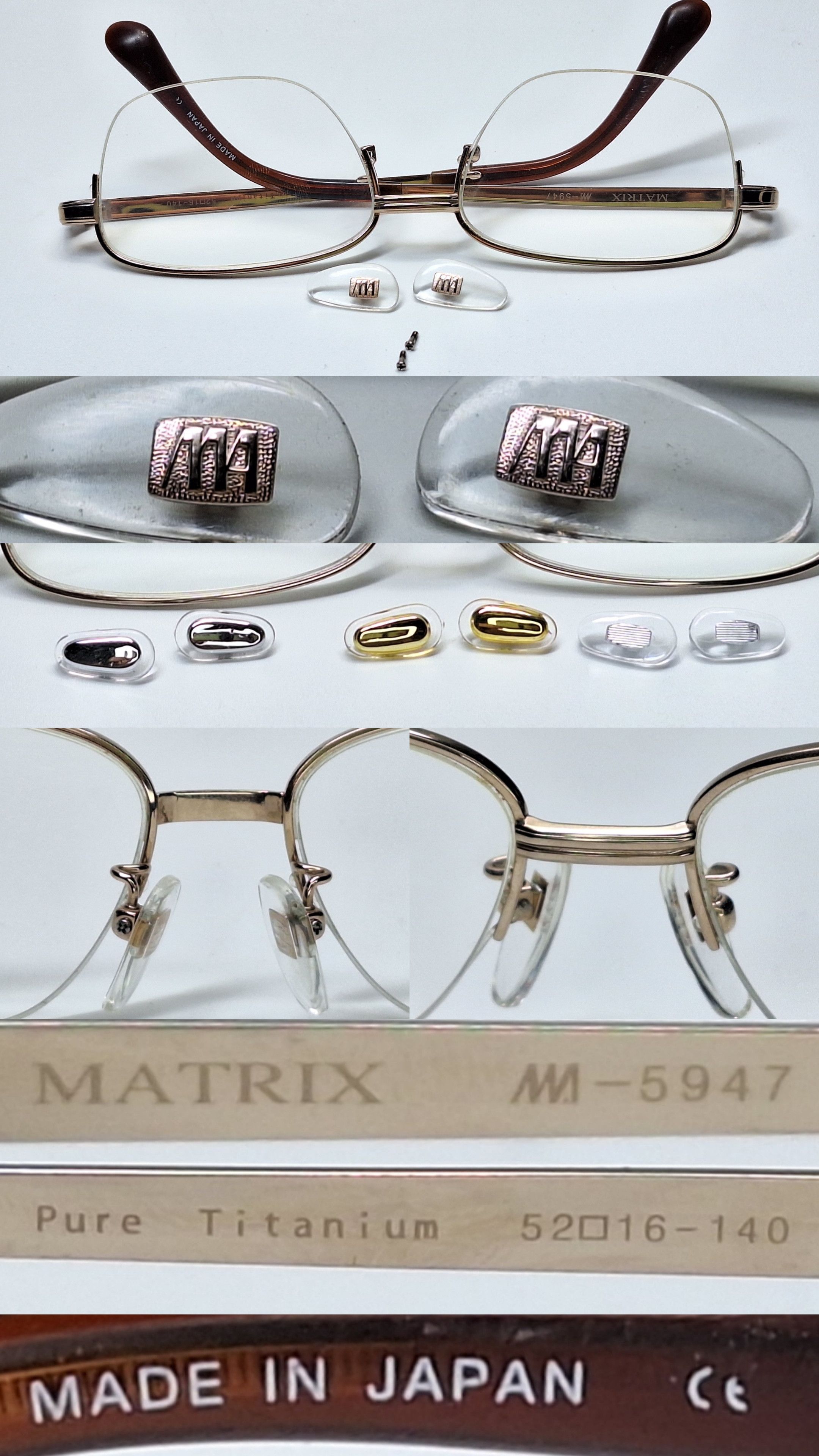 Vintage MATRIX M-5947 Pure Titanium Semi-Rimless Gold Eyeglass Size ONE SIZE - 8 Thumbnail