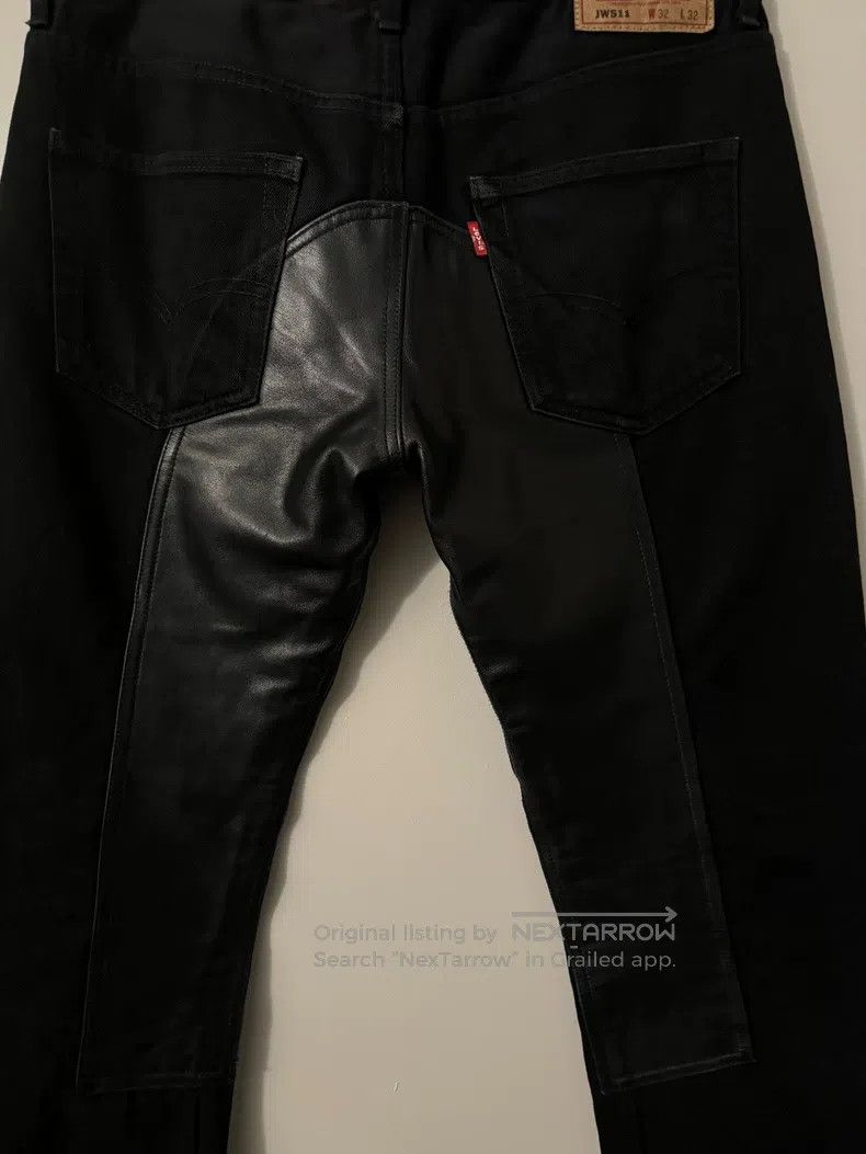 Junya Watanabe Junya Watanabe size M Leather patched denim pants Size US 27 - 4 Thumbnail