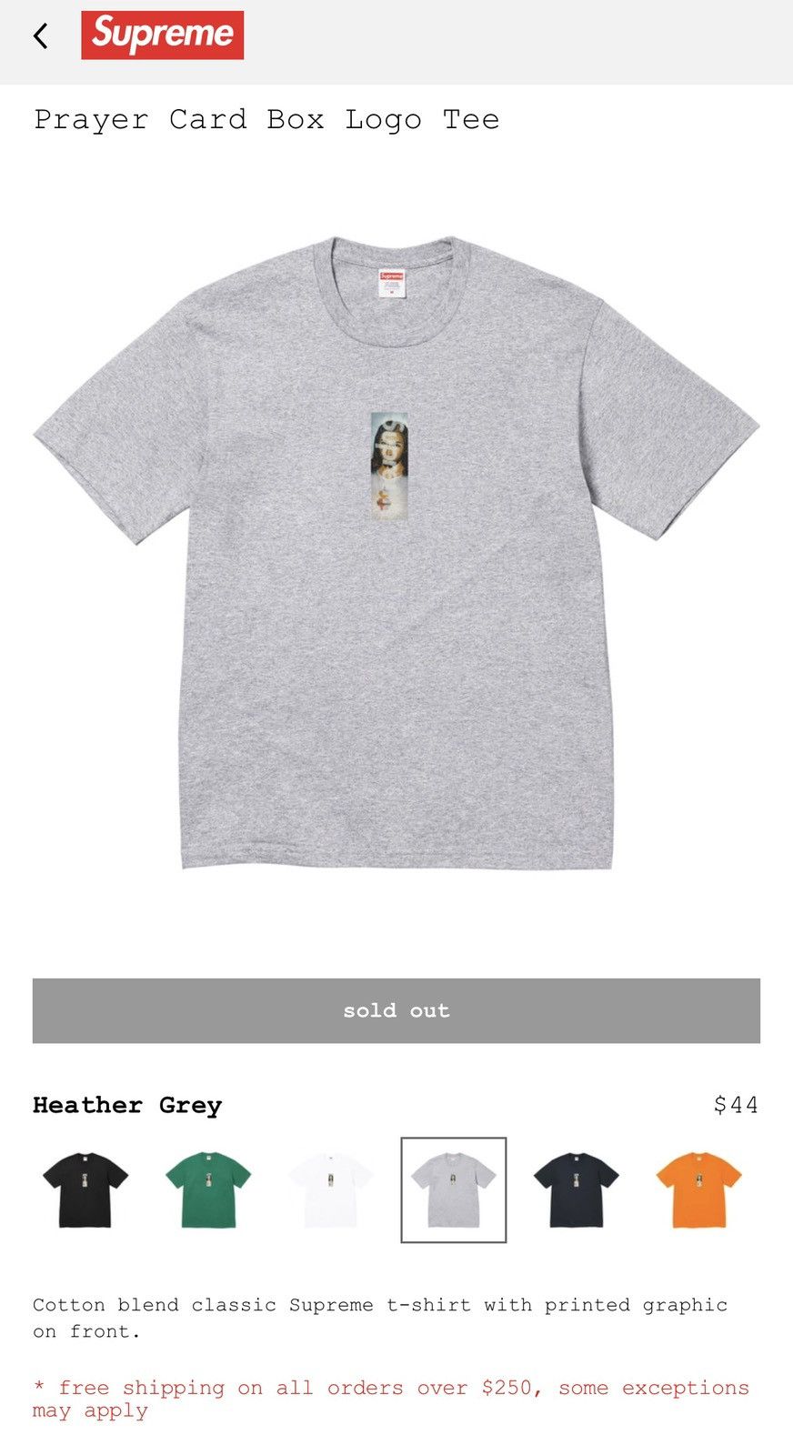 Supreme Supreme Prayer Card Box Logo Tee | Grailed
