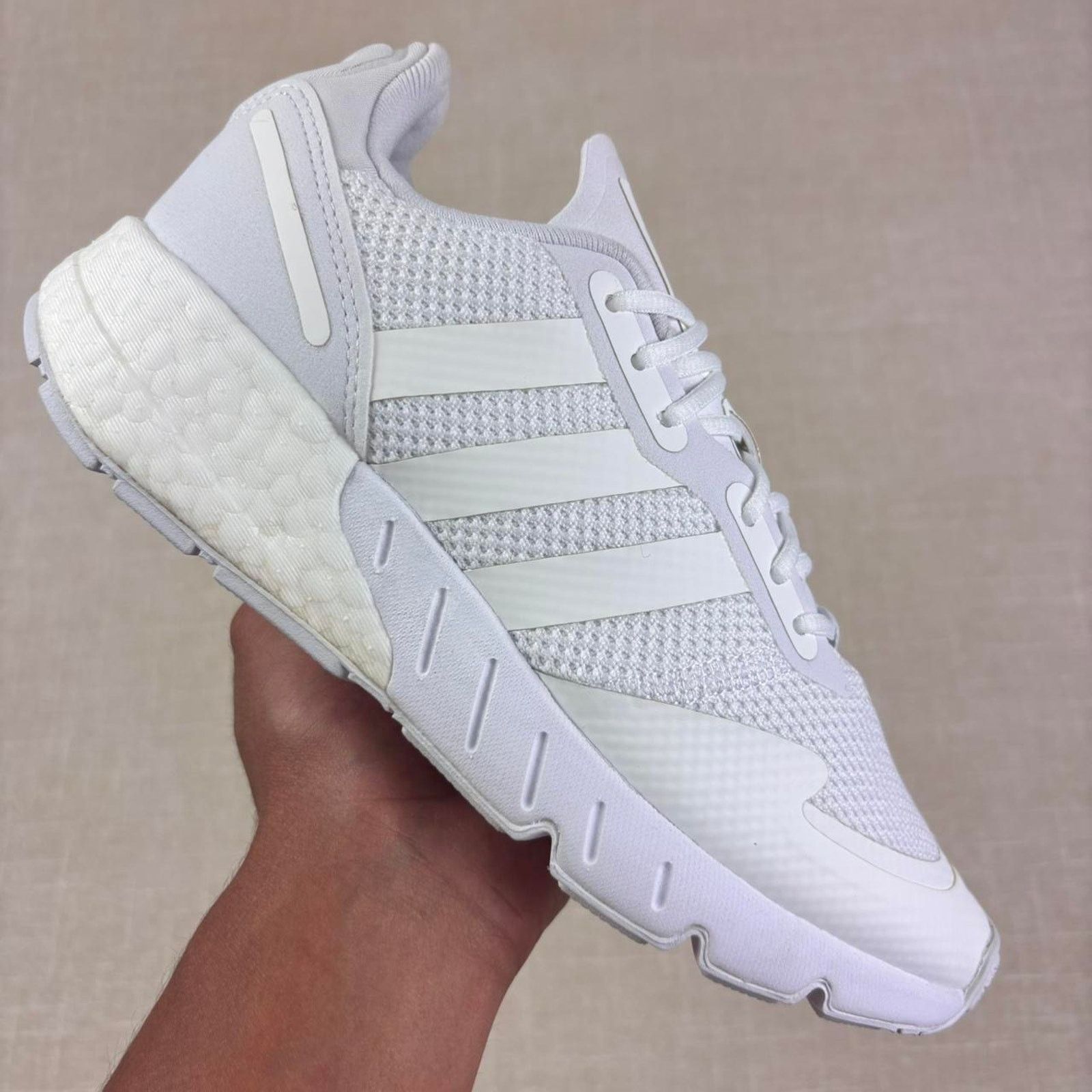 Adidas 🐇 2021 adidas ZX 1K Boost “Triple White” 7W Size US 7 / IT 37 - 1 Thumbnail