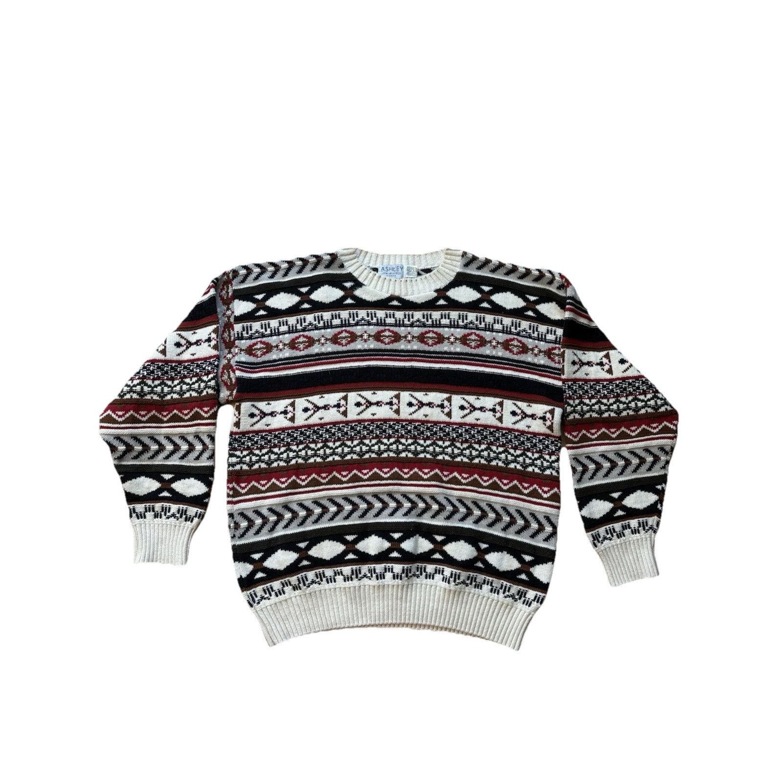 Vintage Vintage 80s Ashley Knit Men's Sweater Nordic Crewneck XL Size US XL / EU 56 / 4 - 1 Thumbnail