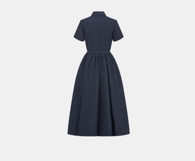 Dior o1w1db10225 411R5 Denim Midi Dress in Blue Size L / US 10 / IT 46 - 2 Thumbnail