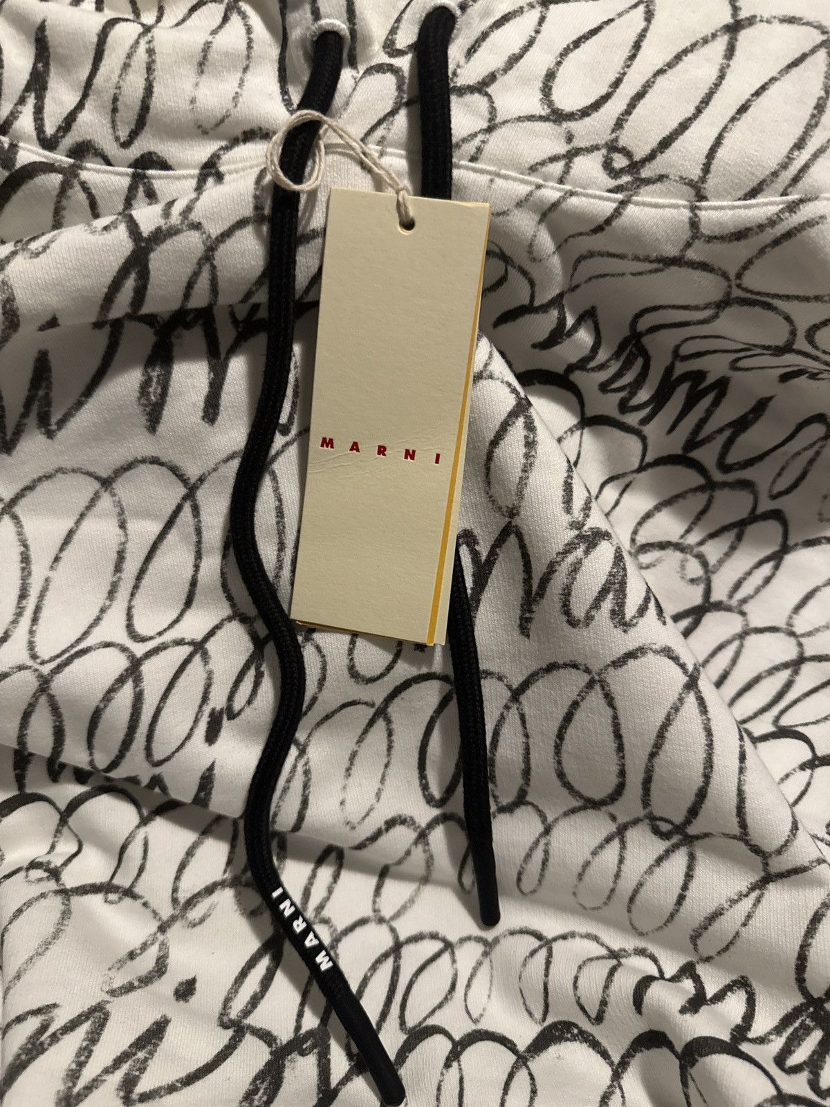 Marni Scribble Motif Hooded Sweatshirt in White Size US M / EU 48-50 / 2 - 5 Thumbnail
