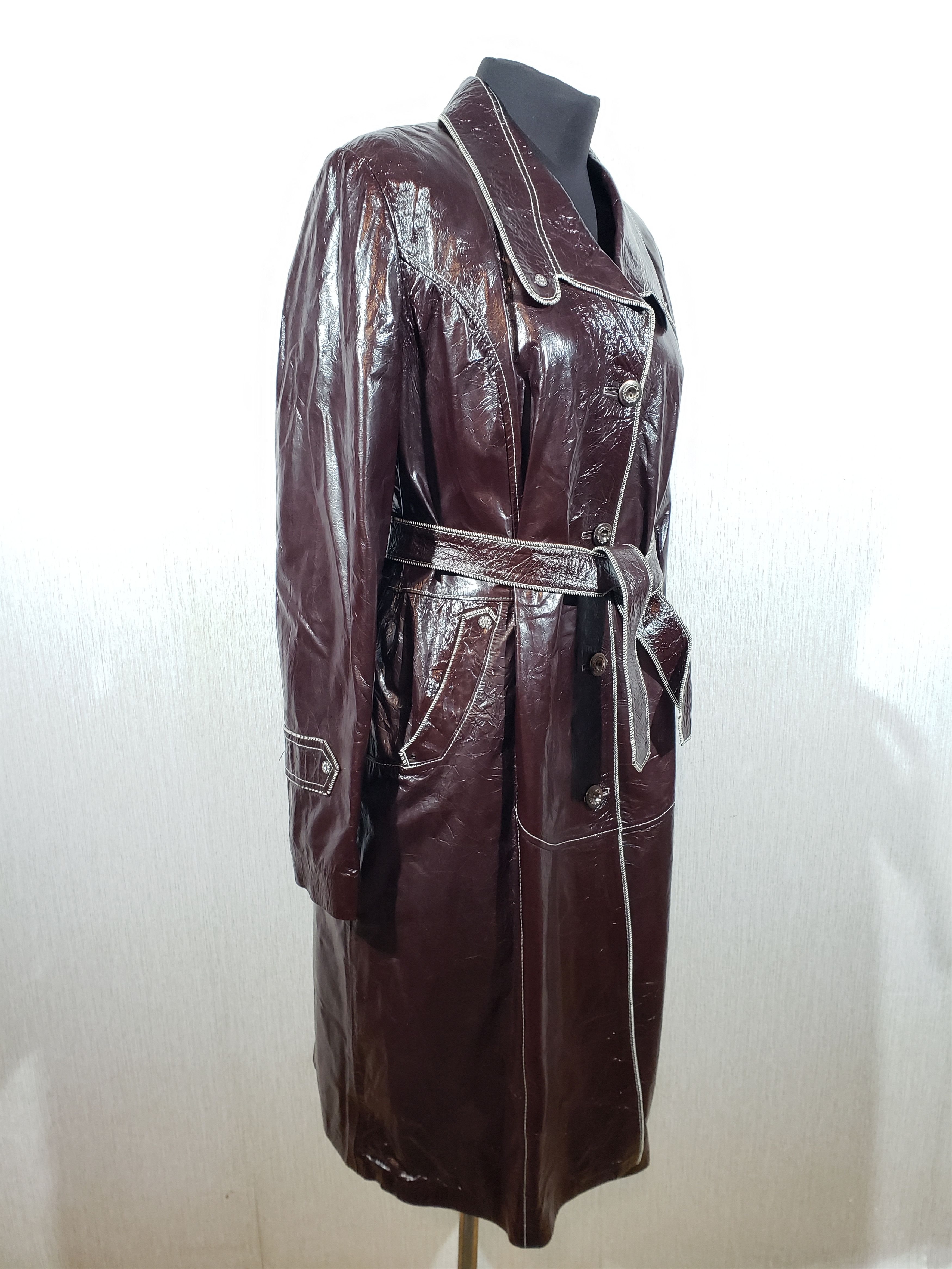 Other Stylish women's brown leather coat with buttons. Size XL / US 12-14 / IT 48-50 - 4 Thumbnail