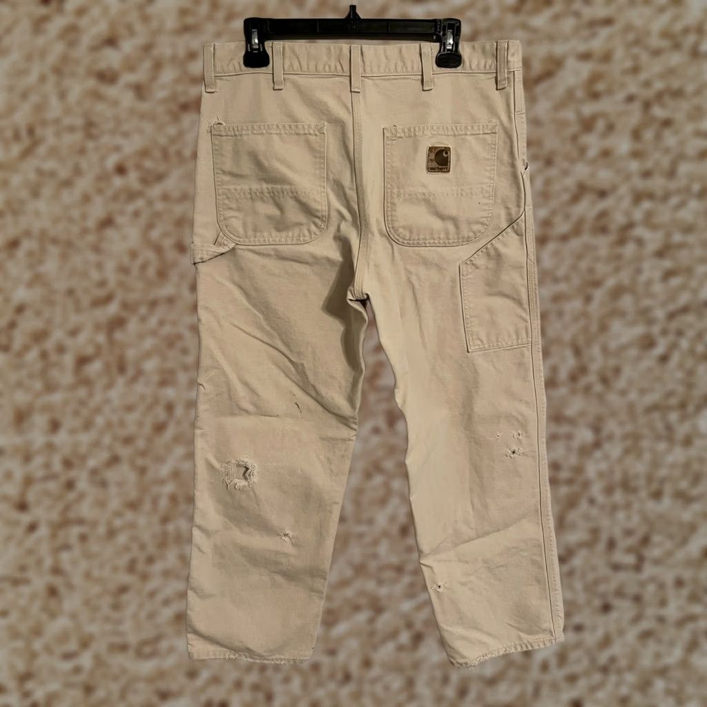 Carhartt VINTAGE Carhartt Union Made B11STN Duck Carpenter Pants Mens 36x30 Beige Distressed Workwear Size US 36 / EU 52 - 1 Thumbnail