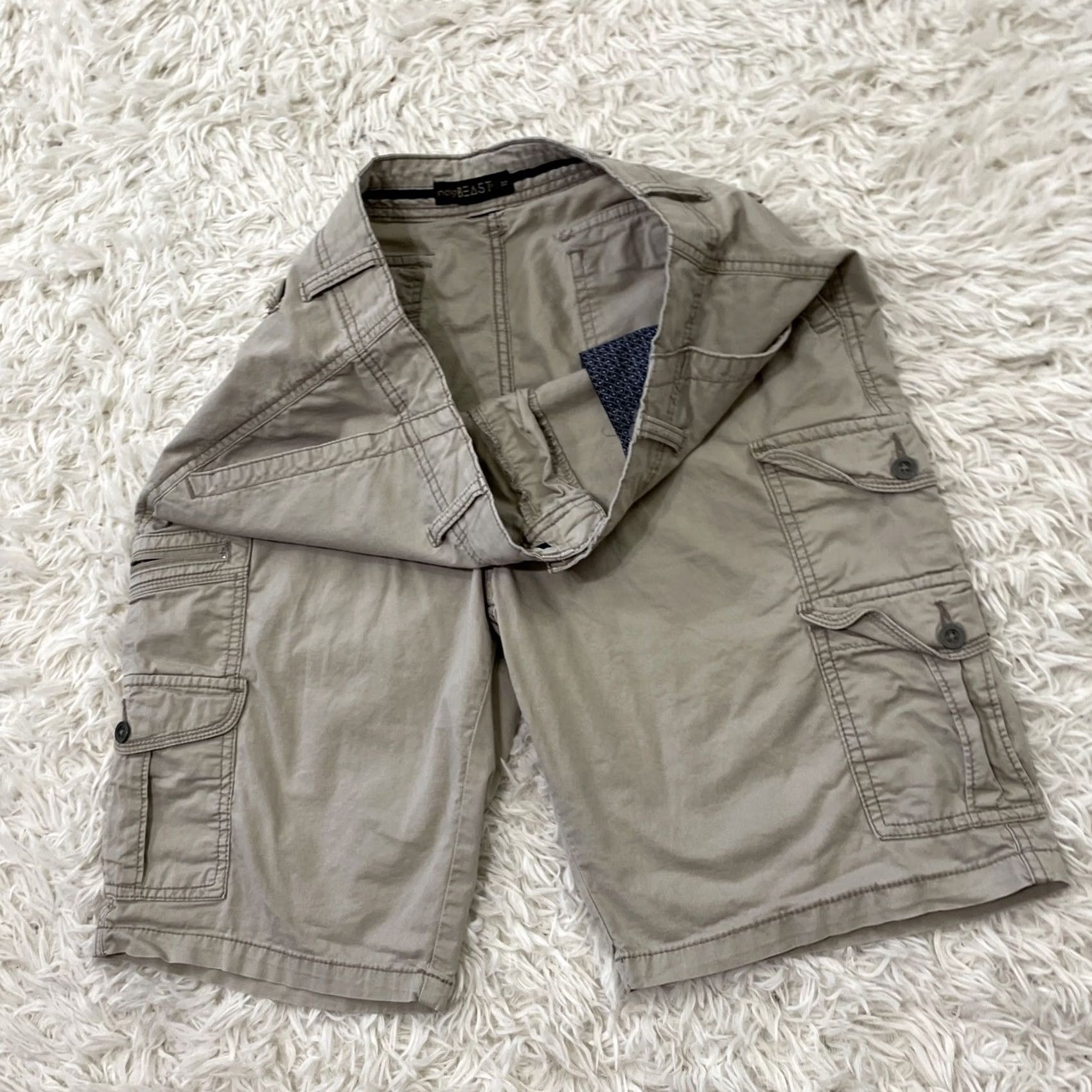 Vintage INDIGO BEAST Cargo Shorts Men 32 Khaki Y2k Streetwear Zip Pocket Bermuda Bermuda Cargo Shorts Mens 32 Khaki Zip Pocket Outdoor Casual Workwear Men Size US 32 / EU 48 - 4 Thumbnail