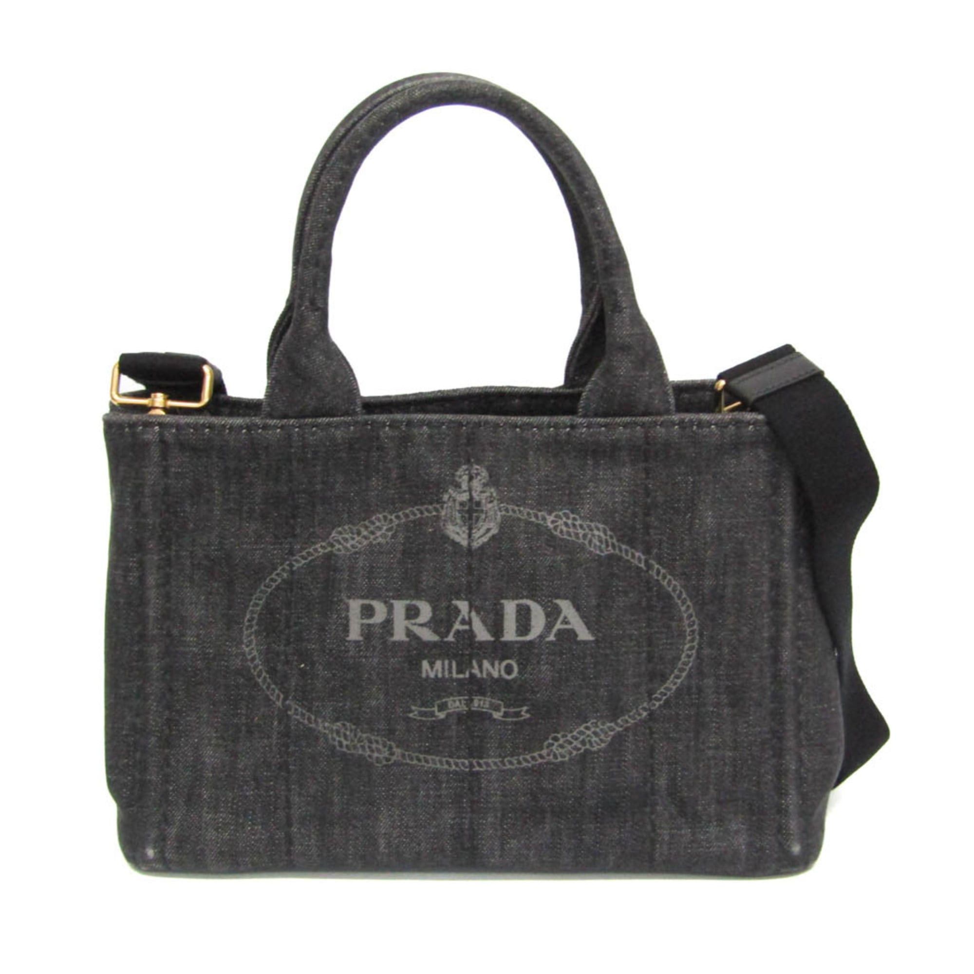 Prada Prada Canapa S Size 1BG439 Women's Canvas Shoulder Bag,Tote Bag Black Size ONE SIZE - 1 Thumbnail