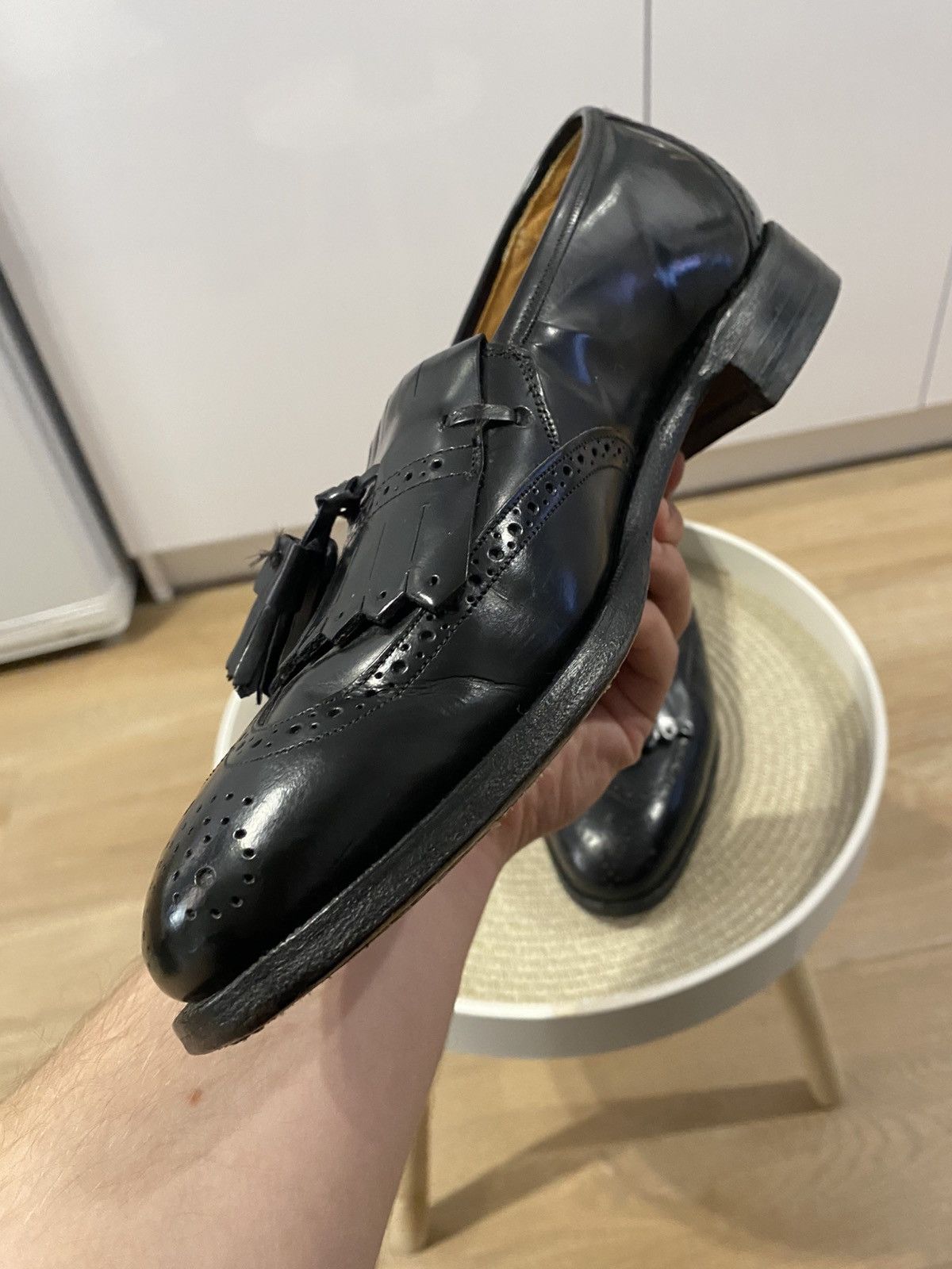 Johnston & Murphy Johnston & Murphy Optima Kiltie Tassel Wingtip Black Loafers Size US 9.5 / EU 42-43 - 7 Thumbnail