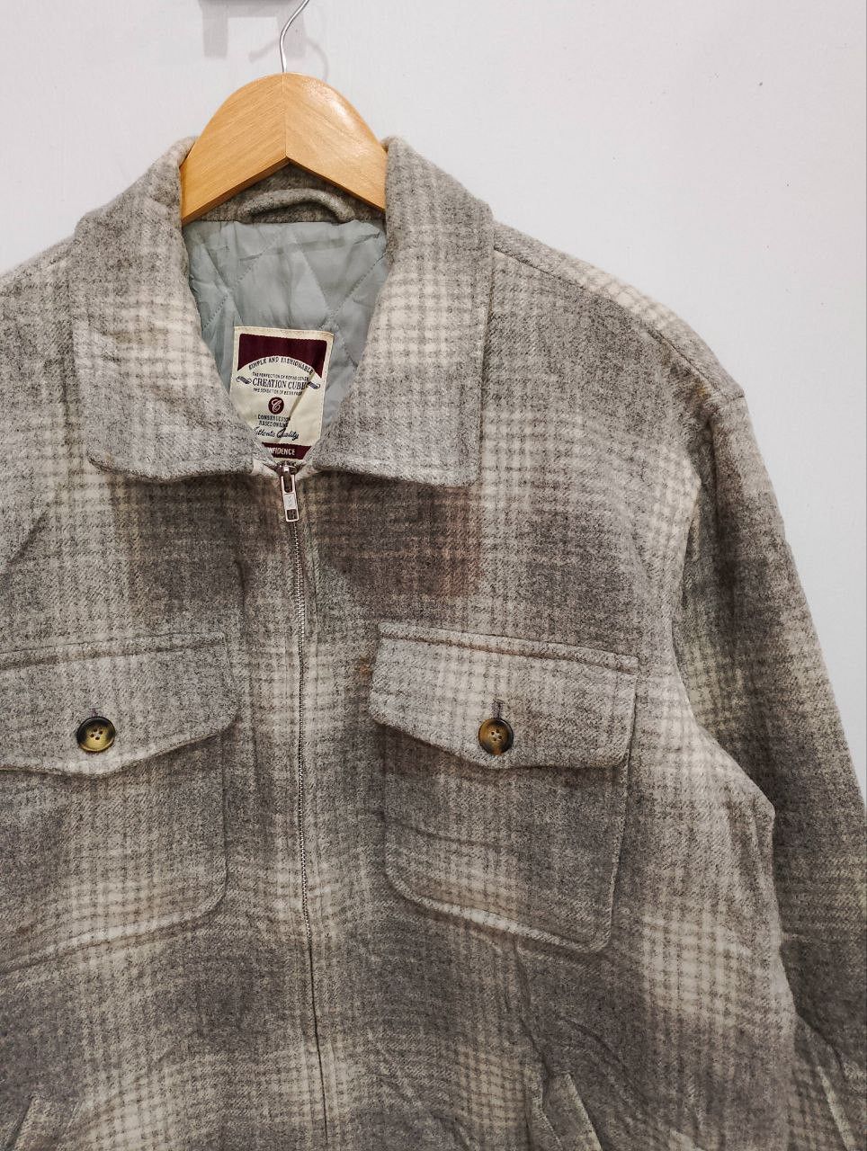 Vintage Vintage CREATION CUBE Cashmere Plaid Checked Jacket Size US L / EU 52-54 / 3 - 4 Thumbnail