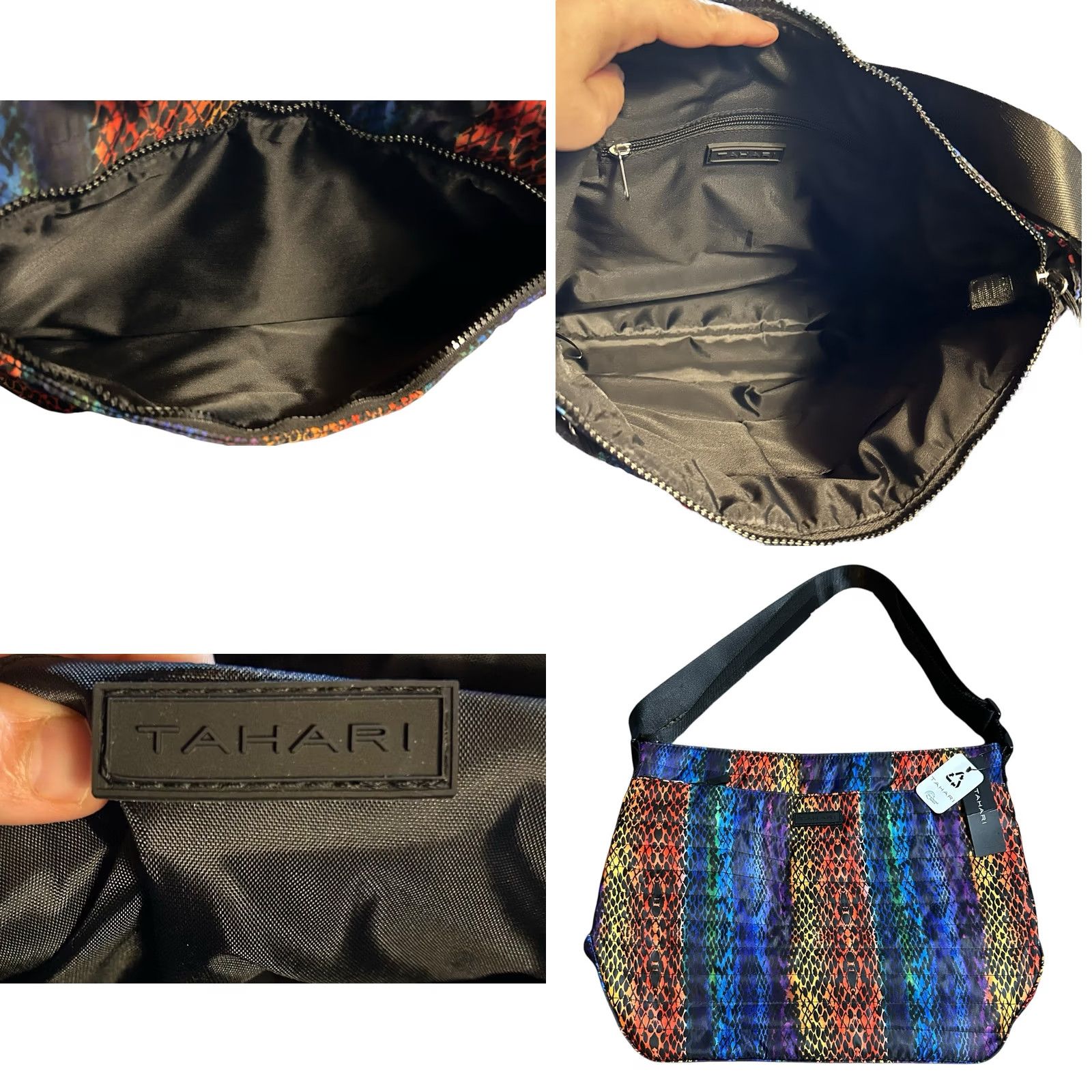 Vintage NWT Tahari Quilted Rainbow Snakeskin Print Recycled Shoulder Handbag Purse Women Size ONE SIZE - 11 Thumbnail