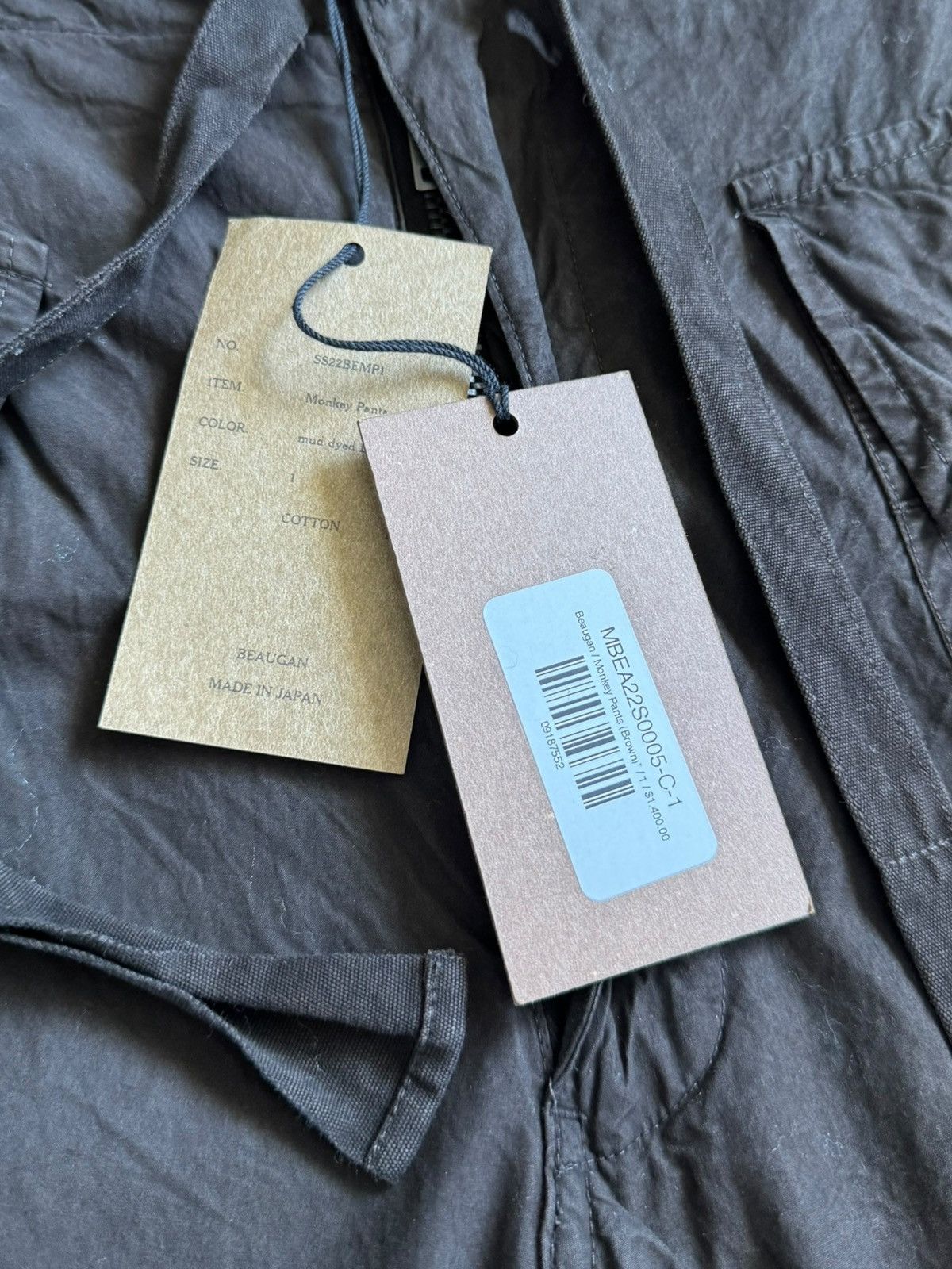 Beaugan Sz1 Monkey Cargo Mud Dye Pants (Brown) Size US 32 / EU 48 - 9 Thumbnail