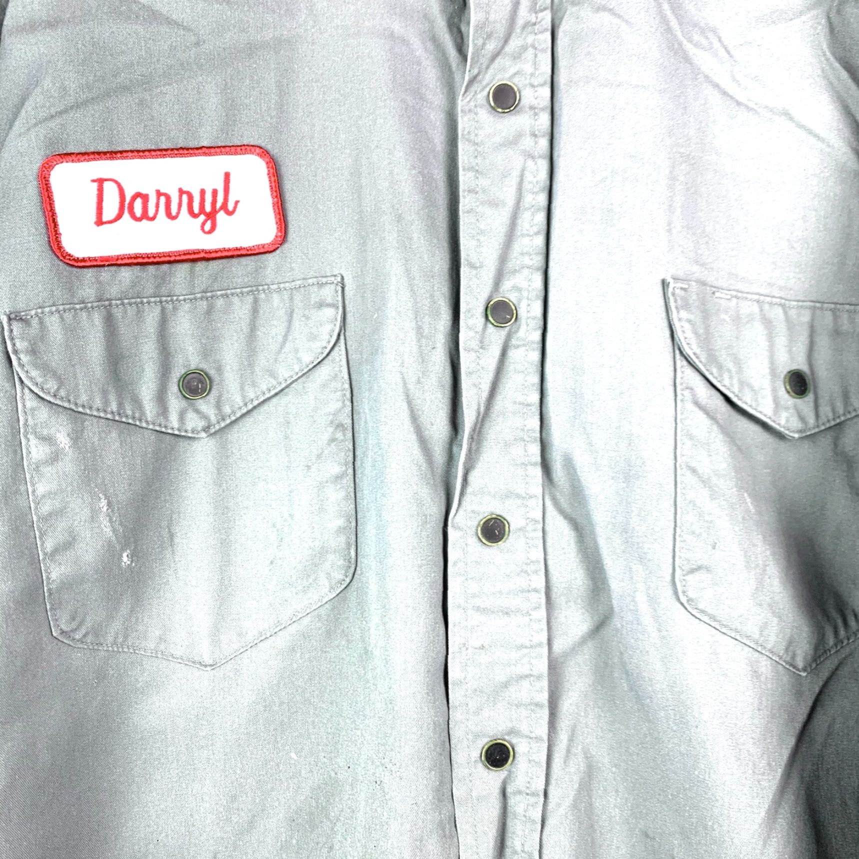 Vintage VINTAGE OshKosh B'gosh Gray Long Sleeve Button Down Work Shirt 38x34 Destroyed Mens Shirt Size US M / EU 48-50 / 2 - 5 Thumbnail