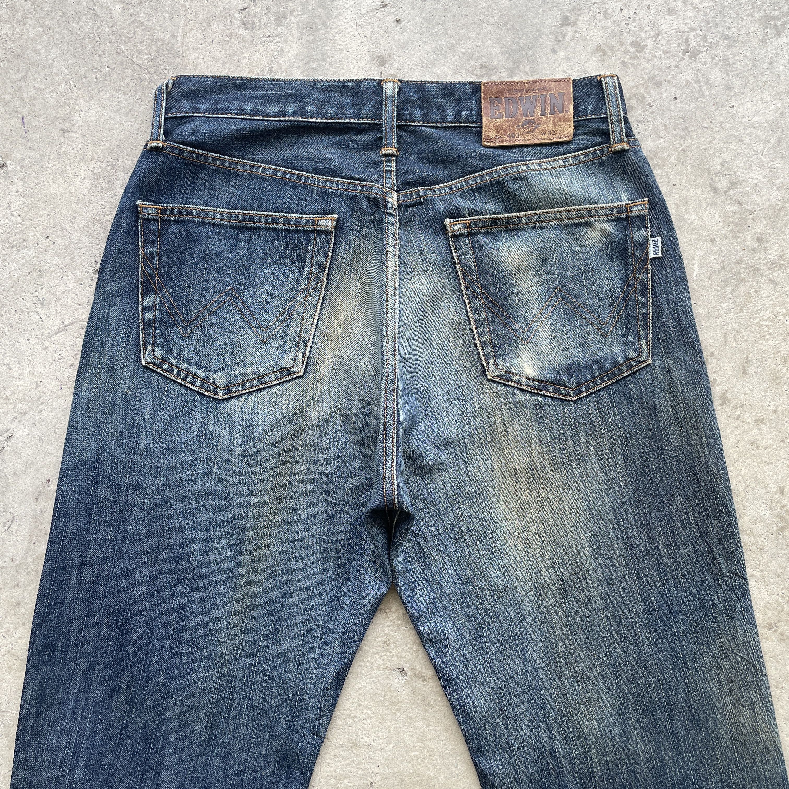 Edwin Vintage Edwin 403 Faded Jeans Mudwash Denim Distressed Pants Size US 31 - 9 Thumbnail