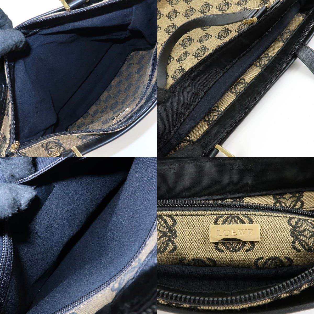 Loewe Loewe Anagram Jacquard Canvas & Leather Tote Tan Size ONE SIZE - 7 Thumbnail