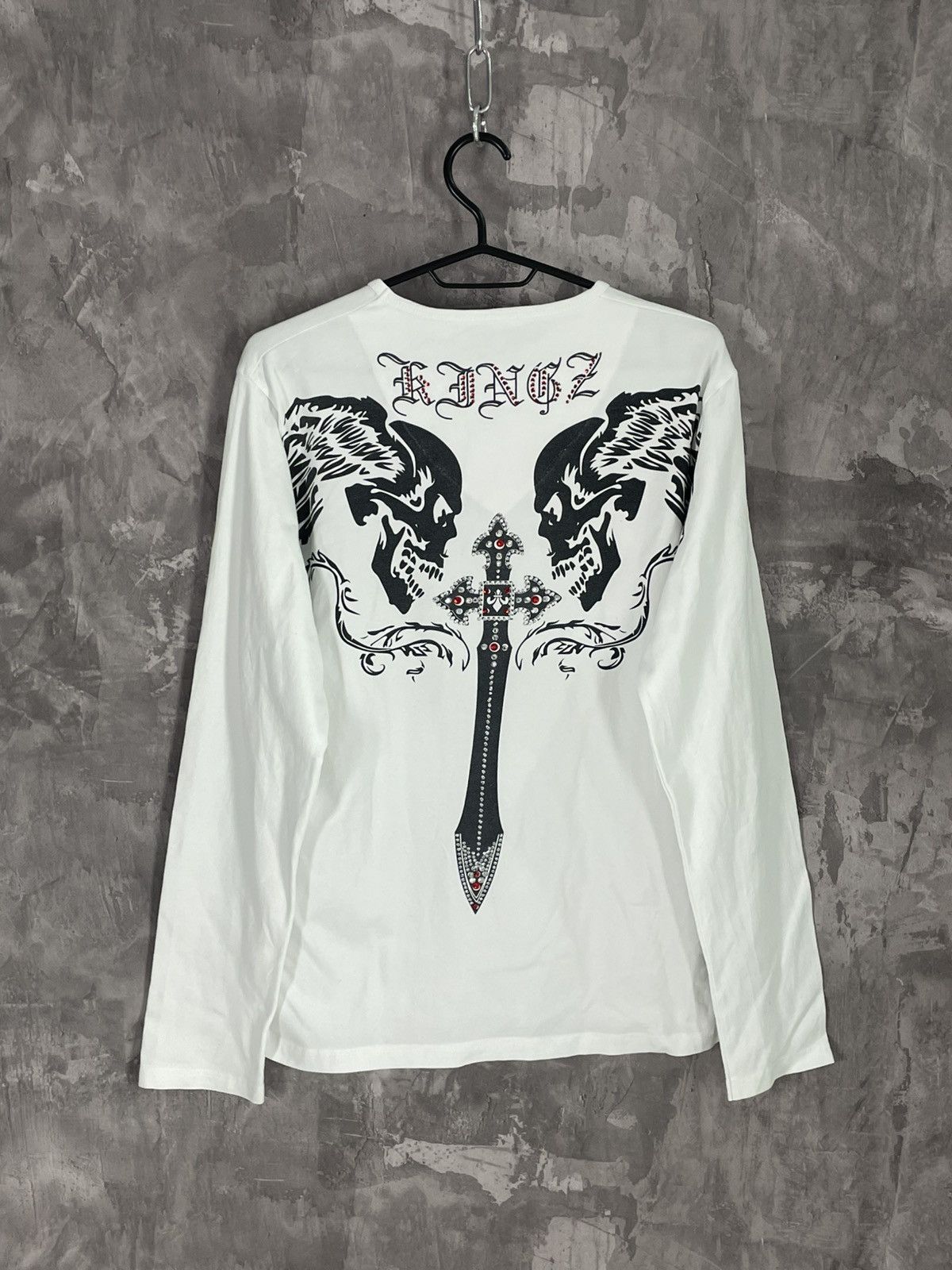 Vintage Cyber Y2K Gothic Skull Grunge Graphic Thermal LongSleeve Size XL / US 12-14 / IT 48-50 - 1 Thumbnail