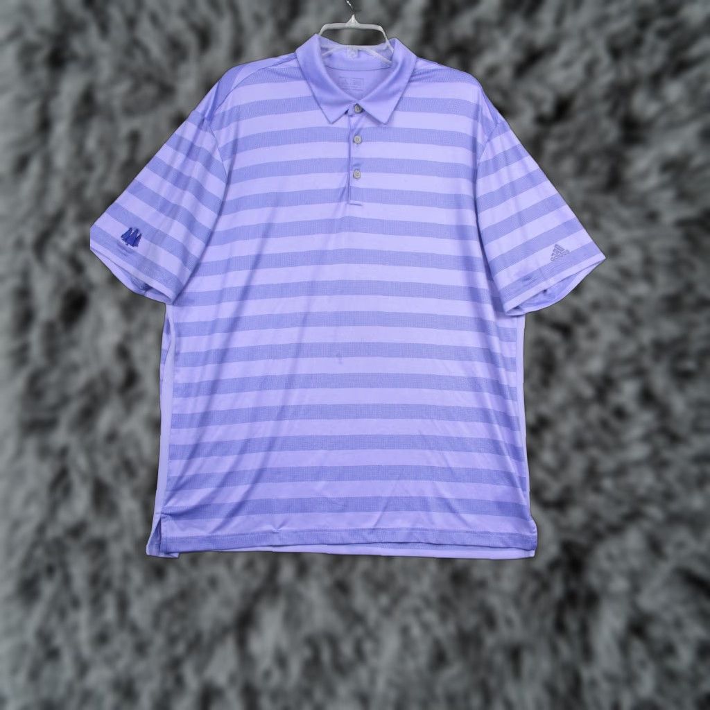 Adidas Adidas Polo Shirt Mens XL Purple Striped ClimaCool Golf Performance B83010 Size US XL / EU 56 / 4 - 1 Thumbnail