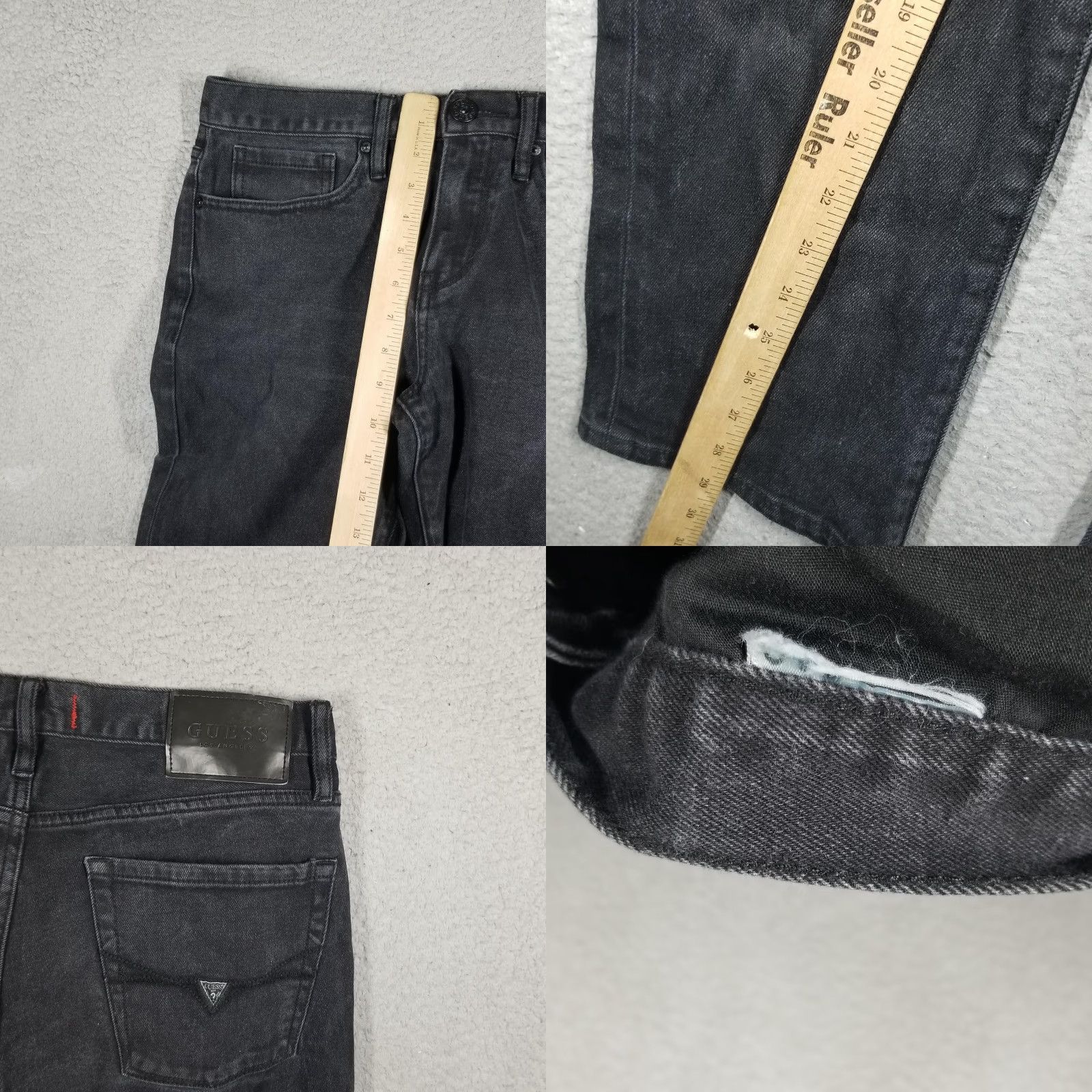 Guess VINTAGE GUESS Los Angeles Jeans Men Slim Straight Del Mar Fit 32x30 Washed Black Denim Charcoal 90s Mens jeans Size US 32 / EU 48 - 8 Thumbnail