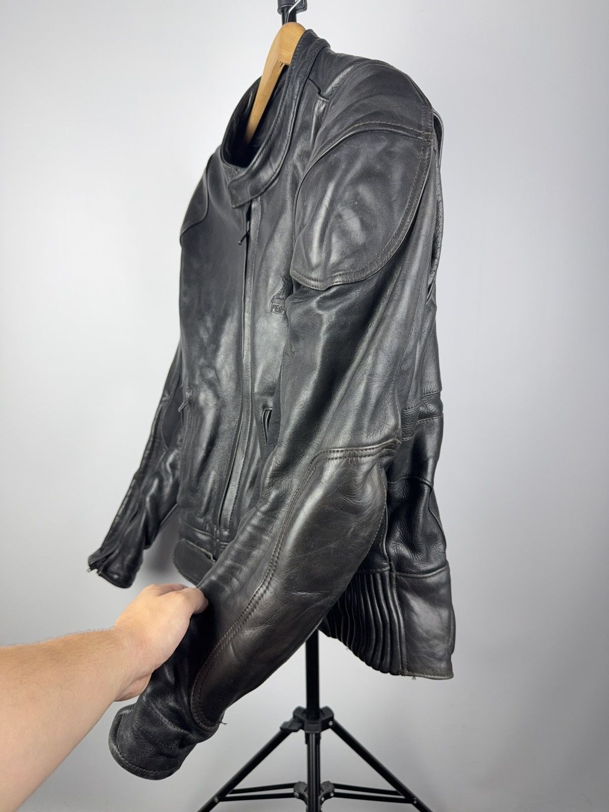 Leather Vntg 00s Heavy Leather Racing MOTO R.S. Bomber Jacket Punk Size US XL / EU 56 / 4 - 22 Thumbnail