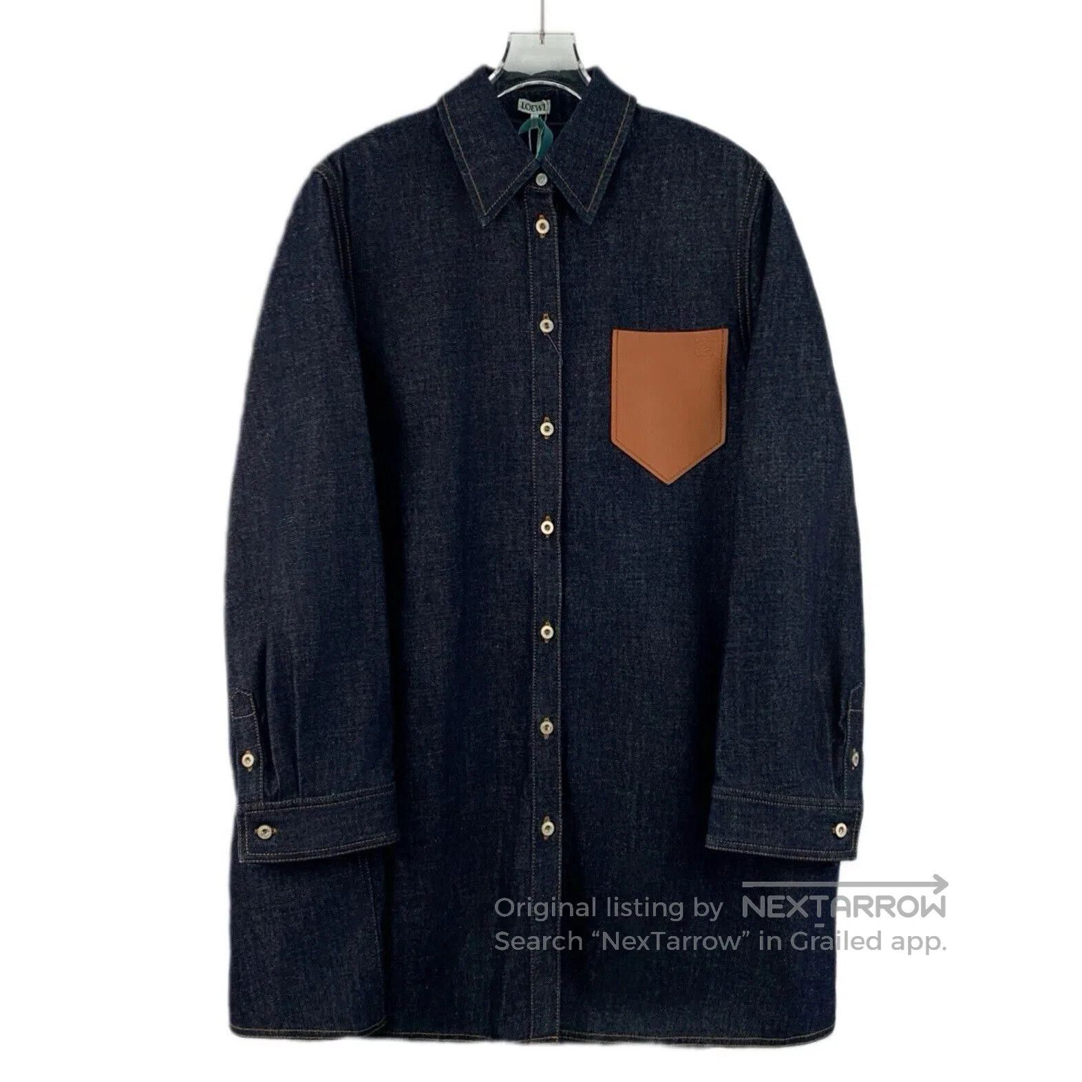 Loewe Loewe Dark Blue Logo Cotton Long Sleeve Shirt. Size US S / EU 44-46 / 1 - 1 Thumbnail