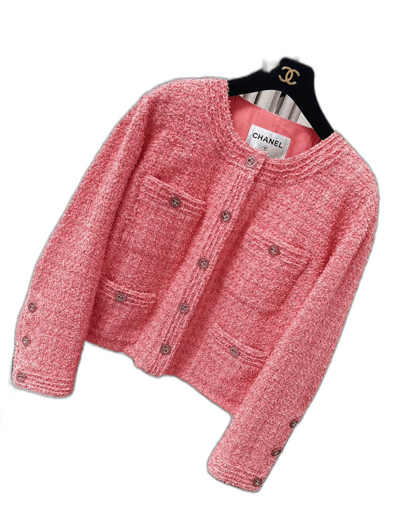 Chanel 20P Pink Tweed Round Neck Jacket