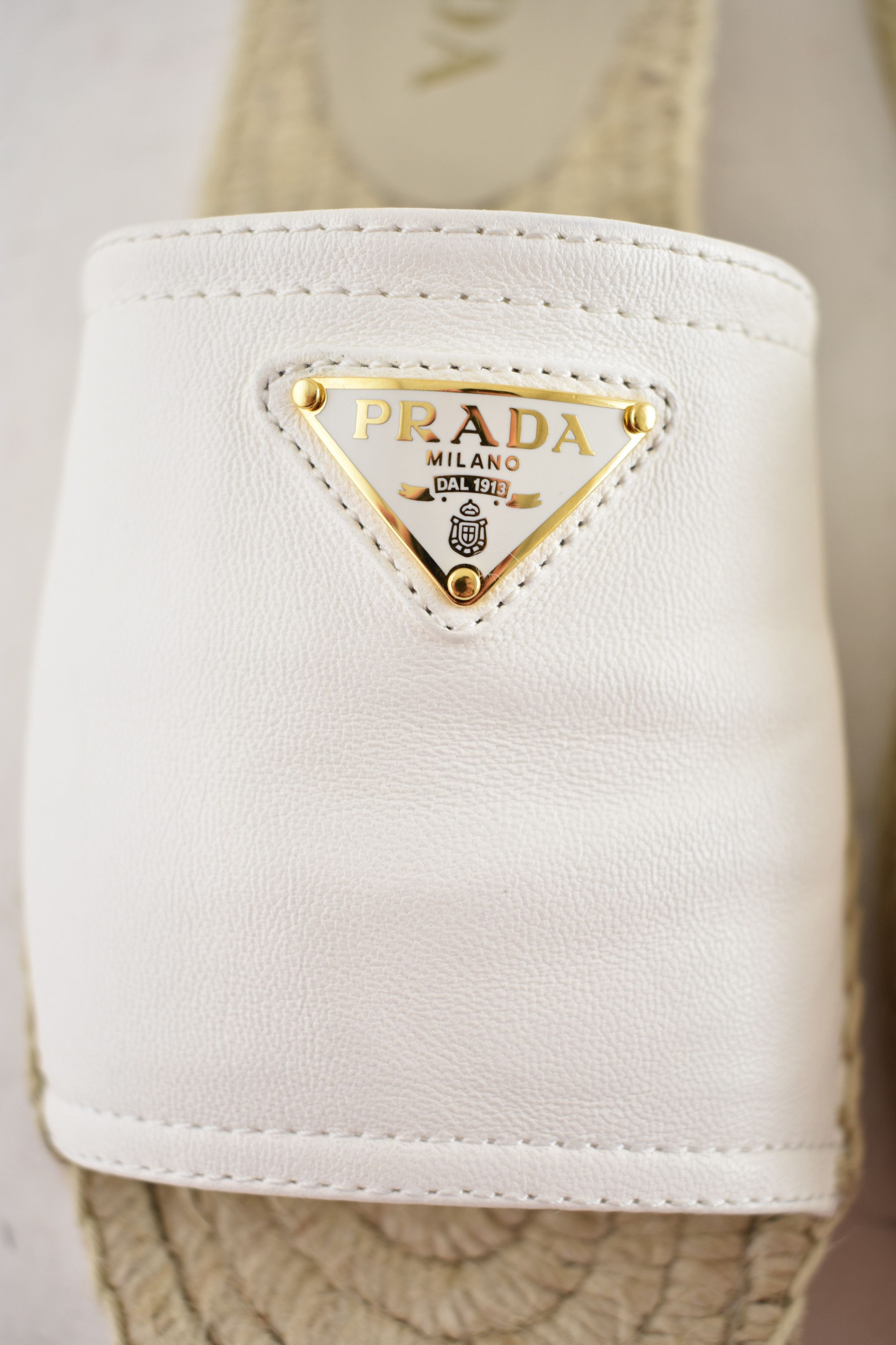 Prada Prada Triangle Logo Leather Espadrille Slide Sandal Flat 37 Size US 7 / IT 37 - 9 Thumbnail