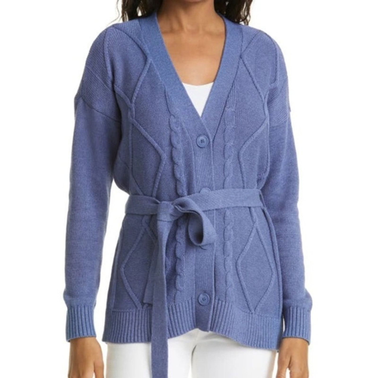 L'AGENCE L'agence. Mica Belted Cable Cardigan. Size XS / US 0-2 / IT 36-38 - 1 Thumbnail