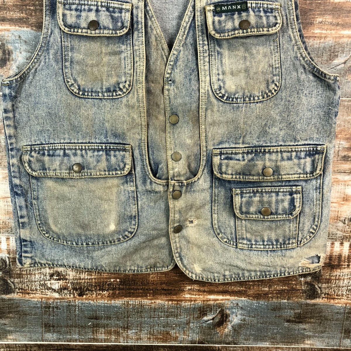 Japanese Brand Manx Blue Denim vintage Jacket Vest #A2511 Size US XL / EU 56 / 4 - 6 Thumbnail