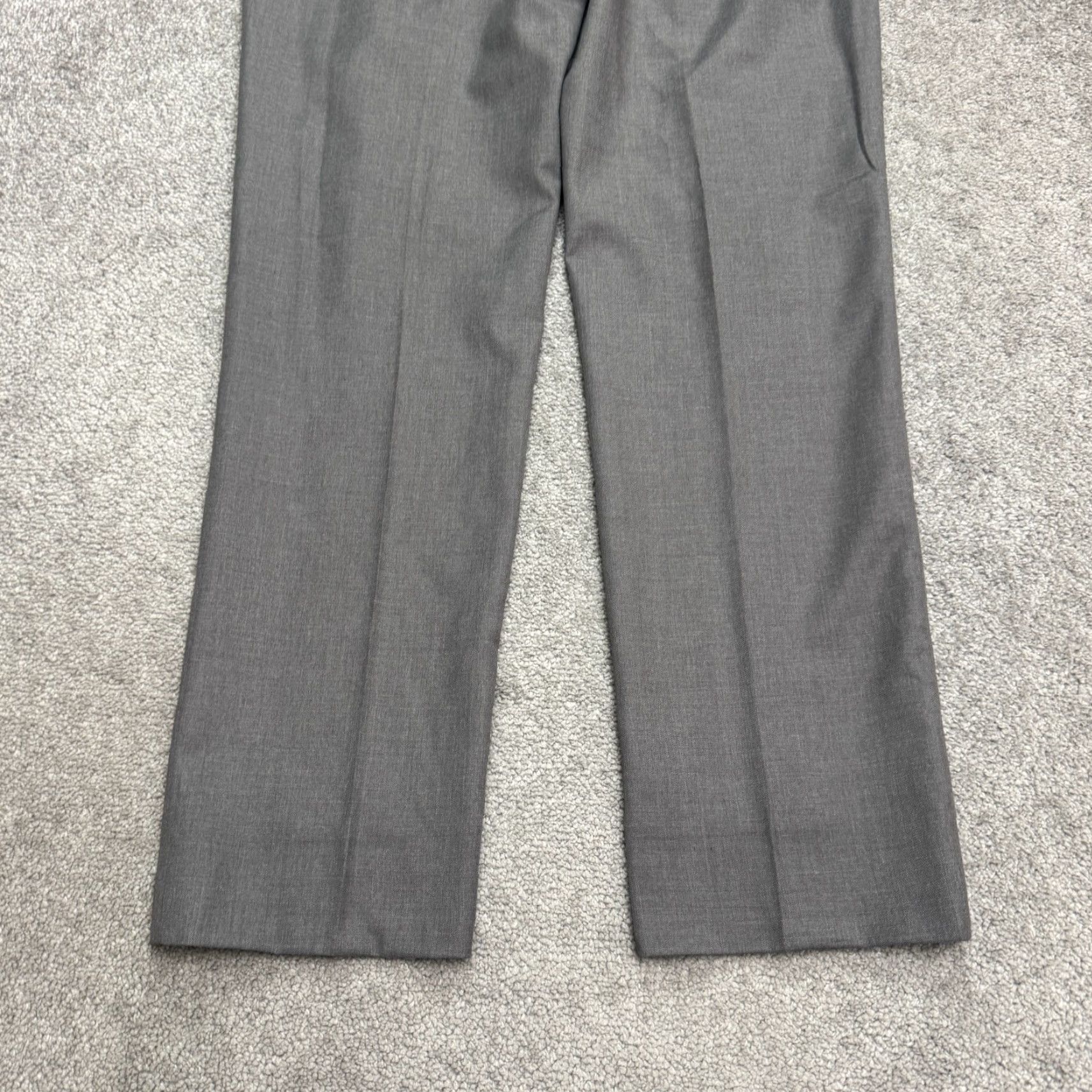 Vintage Suitshop Slim Fit Pants Mens 35R Gray Flat Front Straight Leg Trouser Dress Pants Slim Fit Men’s Gray Pant Size 34R - 3 Thumbnail