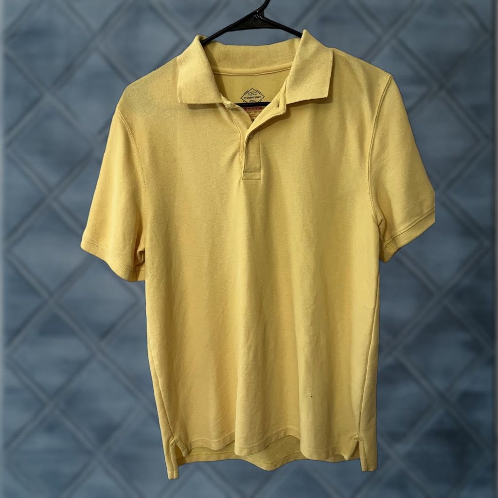 Vintage St. John's Bay Polo Shirt Mens S Yellow Short Sleeve Easy Care Performance Fade Resistant Quick Dry Non-Roll Collar Shrink Resistant Sports Rugby Size US 29 - 1 Thumbnail
