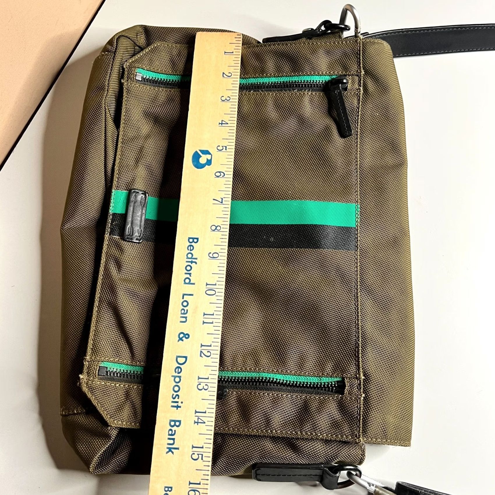 Olive Ben Minkoff Crossbody Bag Olive Green Nylon with leather accents Mens Shoulder Bag Laptop Bag Nylon Crossbody Size ONE SIZE - 7 Thumbnail