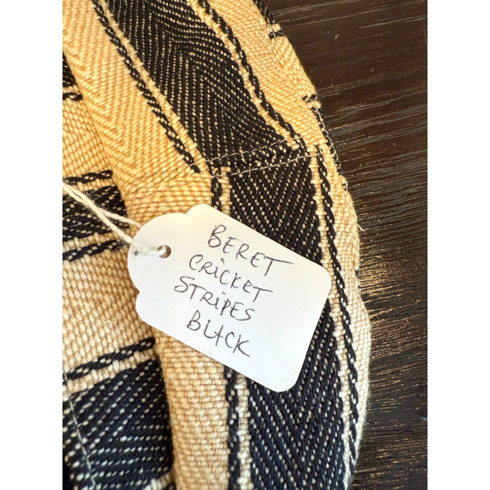 Vintage Anthony Peto Beret Mens Small Black Cricket Stripes Twill Made in France Size ONE SIZE - 7 Thumbnail