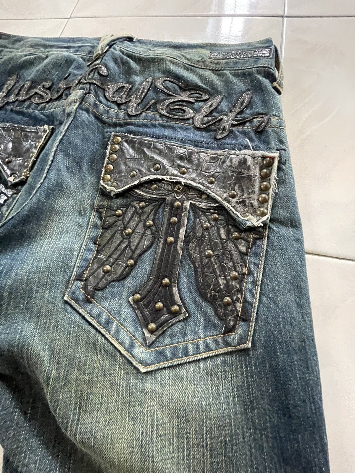 Japanese Brand × Tornado Mart Classical Elf Studded Leather Crafted Muddy Wash Denim Jeans Size US 30 / EU 46 - 5 Thumbnail