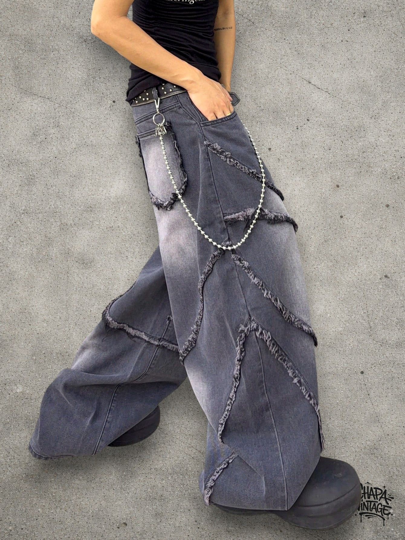 Japanese Brand Distressed washed gray jeans Size US 32 / EU 48 - 3 Thumbnail