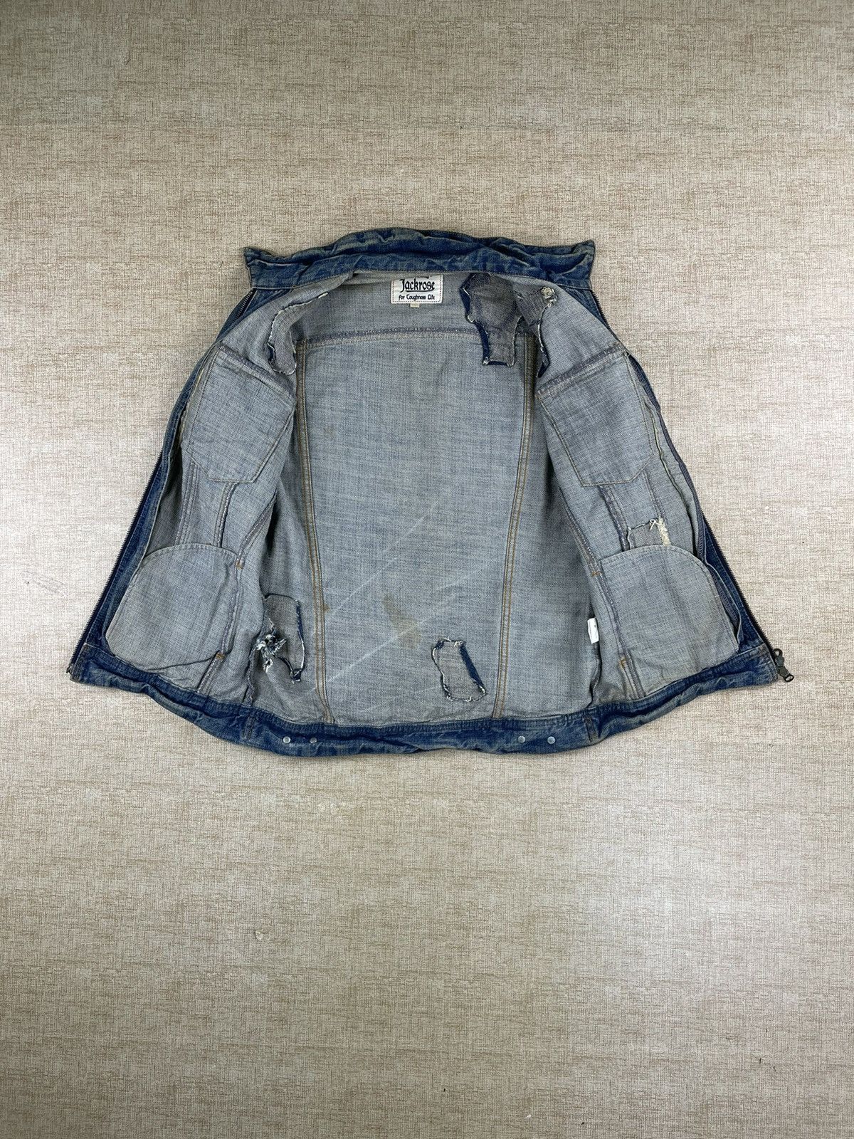 If Six Was Nine × Vintage VINTAGE JACKROSE PUNK Style Distressed Denim Jacket Size US M / EU 48-50 / 2 - 7 Thumbnail