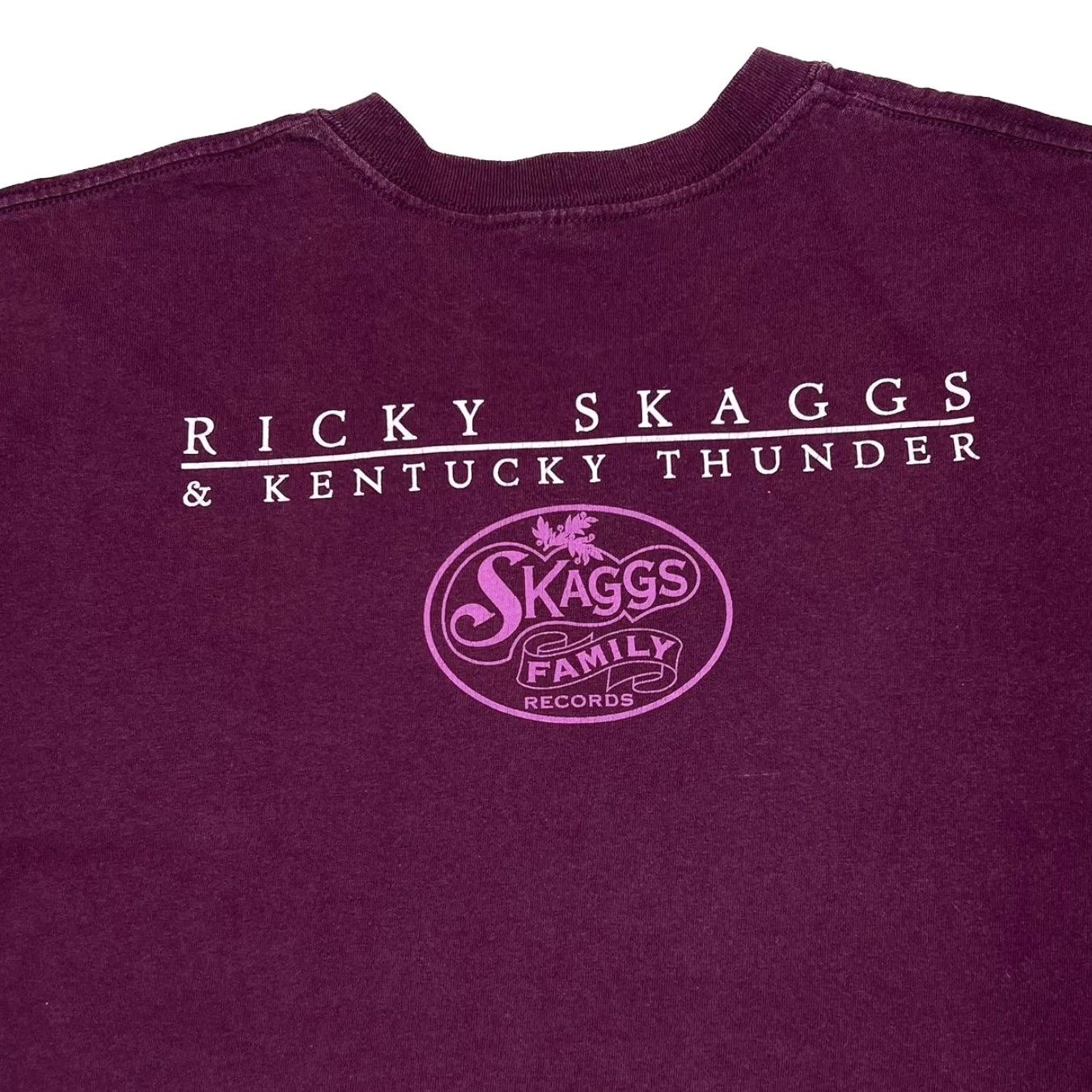 Gildan VINTAGE Ricky Skaggs & Kentucky Thunder T-Shirt XXL Purple 00’s Country Folk Graphic Print Front Back Mens Shirts Size US XXL / EU 58 / 5 - 4 Thumbnail