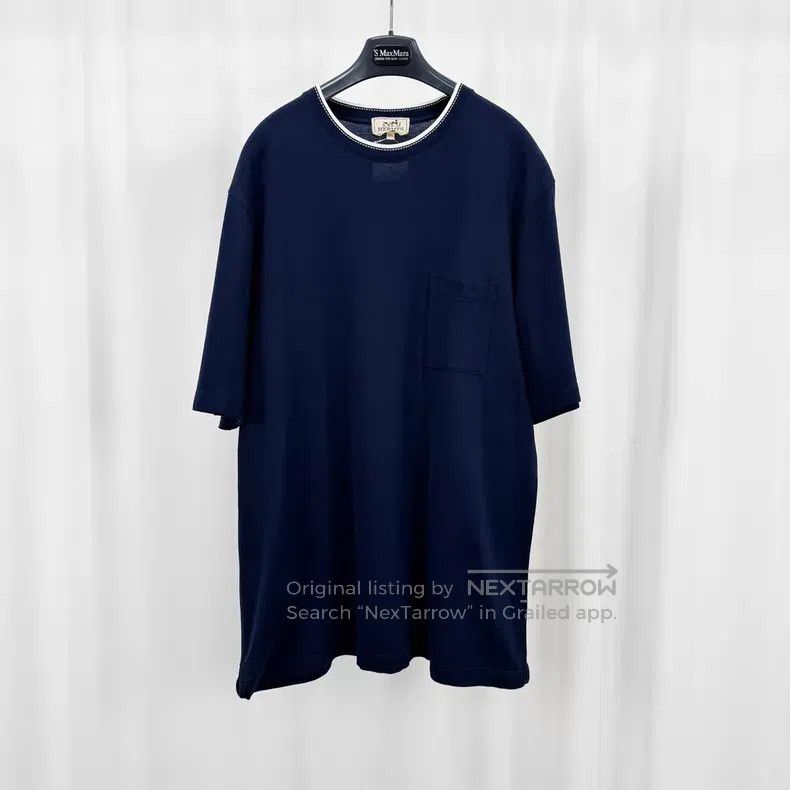 Hermes Hermes size 3XL Dark Blue H Embroidered Letter Short Sleeve Size US XL / EU 56 / 4 - 1 Thumbnail