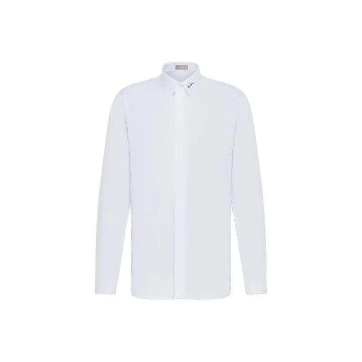 Dior Dior Logo Embroidered White Dress Shirt 0079 Size US M / EU 48-50 / 2 - 1 Thumbnail