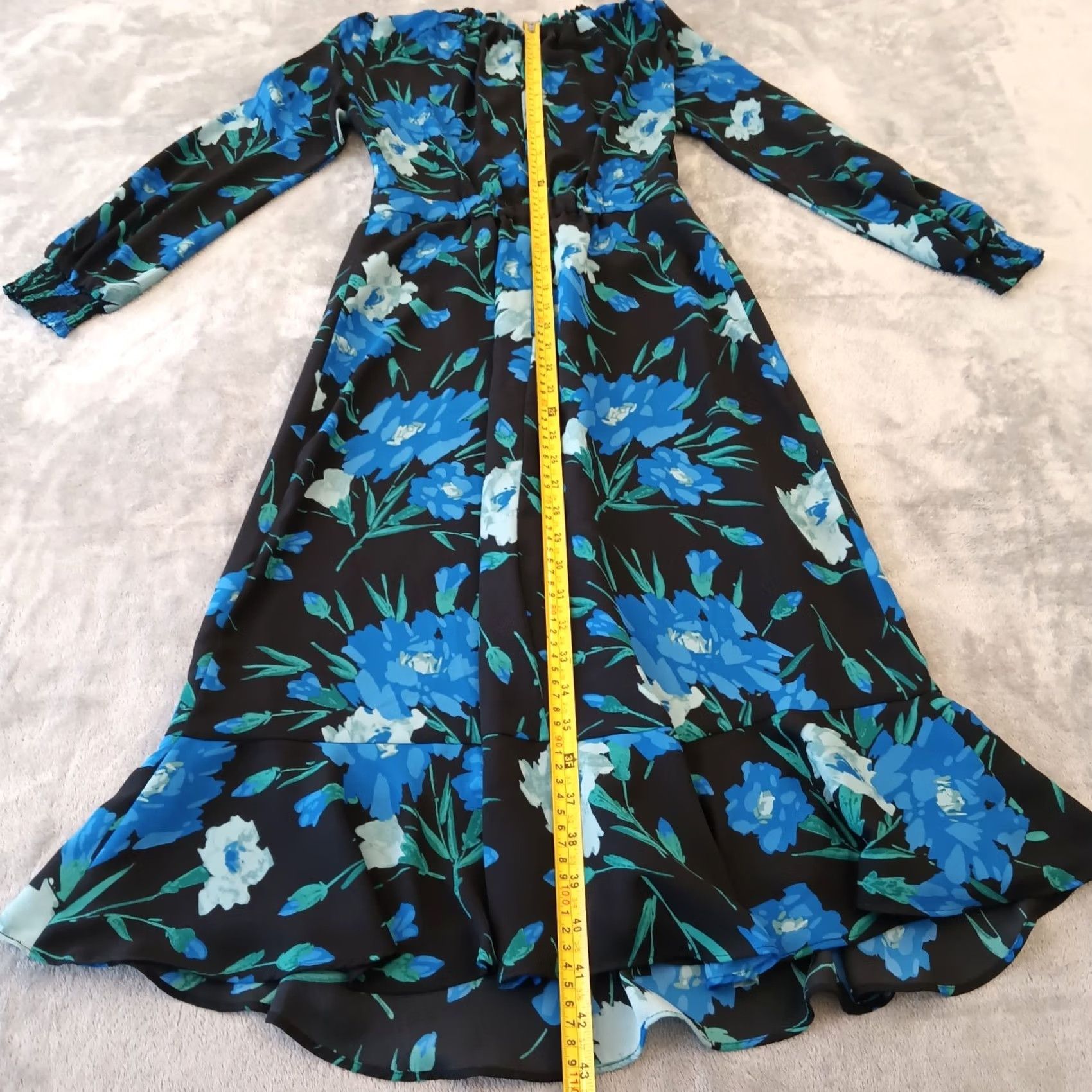 J.Crew J.Crew Dress Blue Floral Long Sleeve Lined Ruffle Accent Maxi Size 00 Women Size XXS / US 00 / IT 34 - 6 Thumbnail