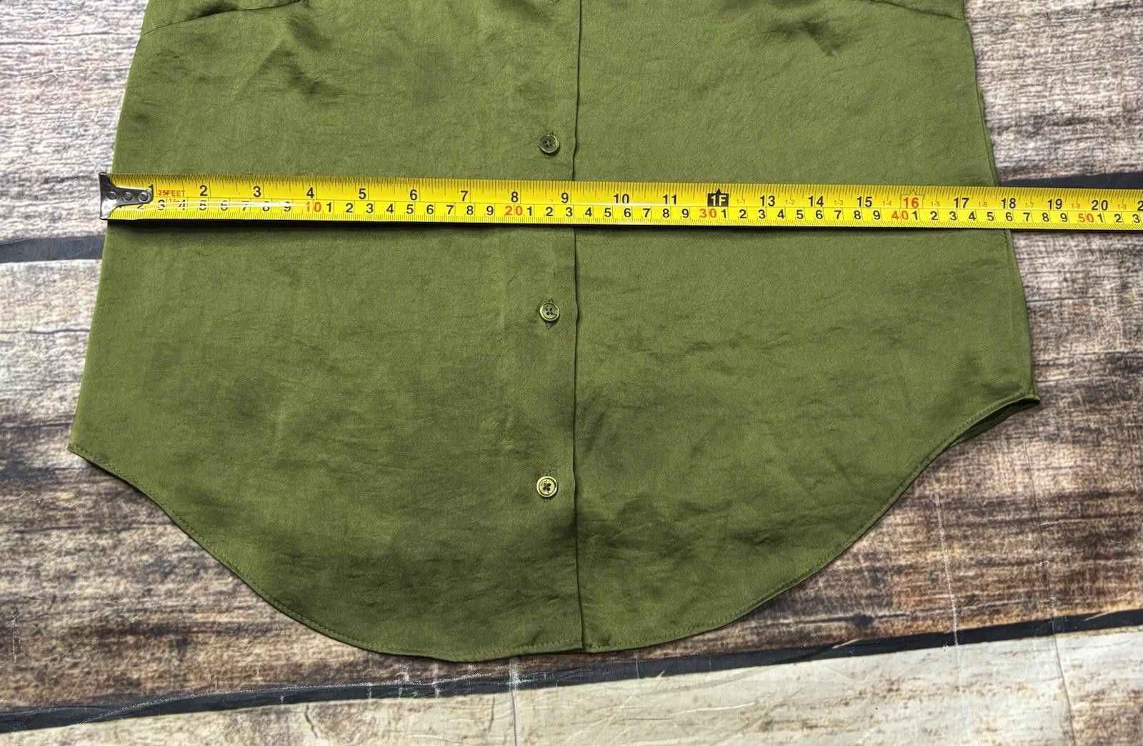 Aritzia Aritzia Wilfred Top Women XS Satin Green Shirt Career Collar Size XS / US 0-2 / IT 36-38 - 12 Thumbnail