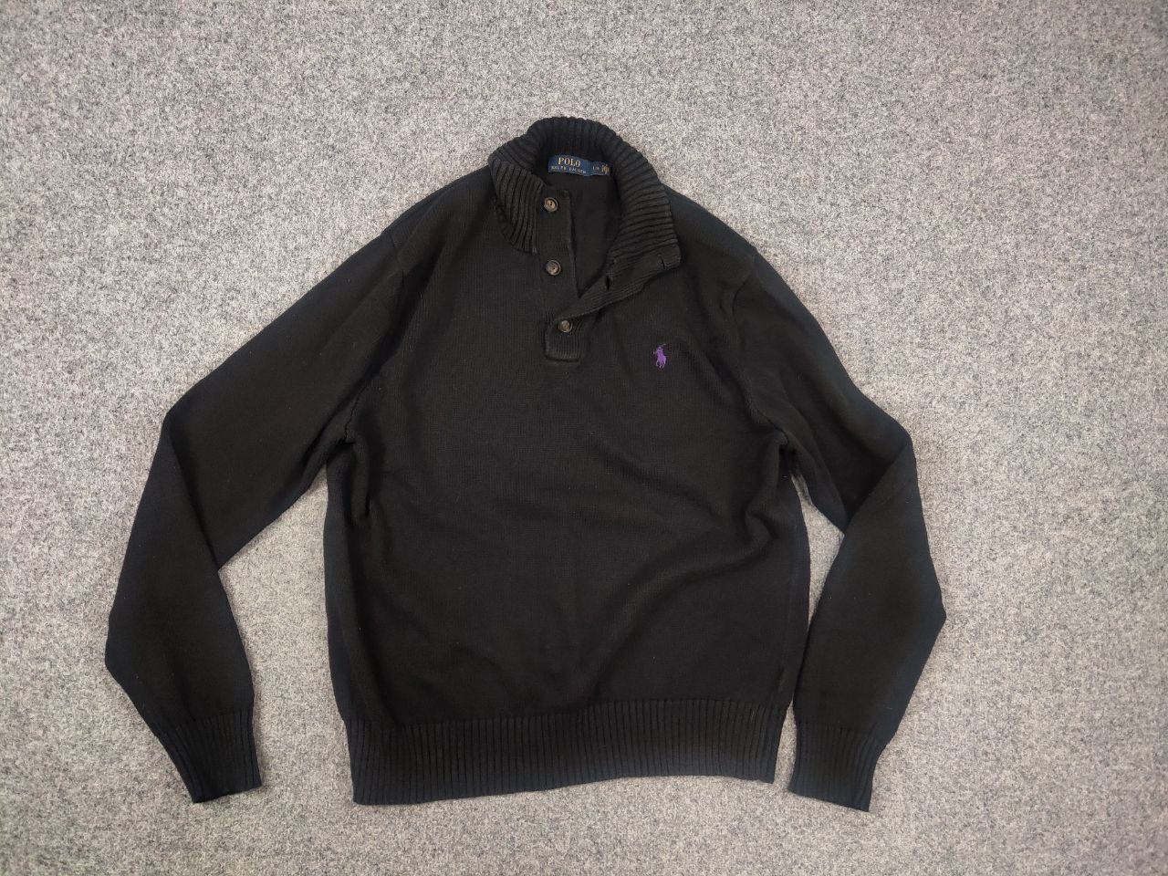 Polo Ralph Lauren Vintage Polo Ralph Lauren Black Cotton Knit Sweater Button Size US L / EU 52-54 / 3 - 2 Thumbnail