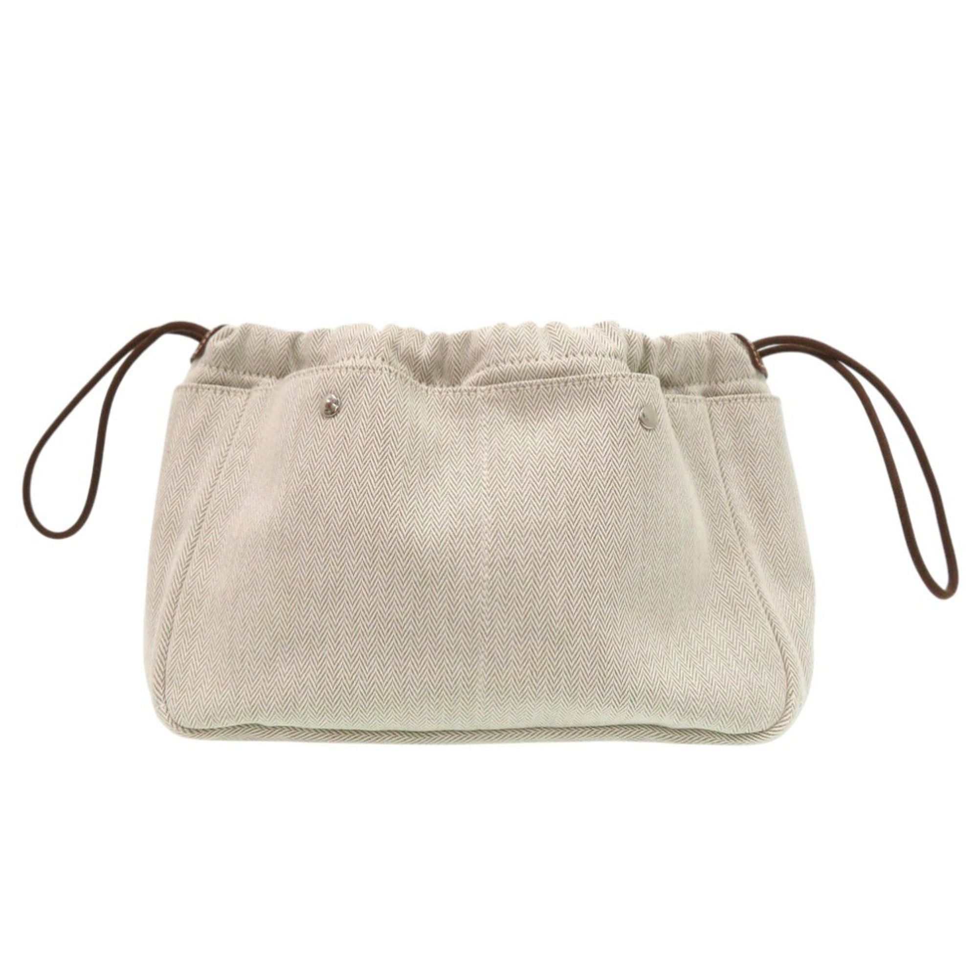 Hermes Hermès Fourbee 25 Bag-in-Bag Pouch Toile Chevron Leather Natural 1613