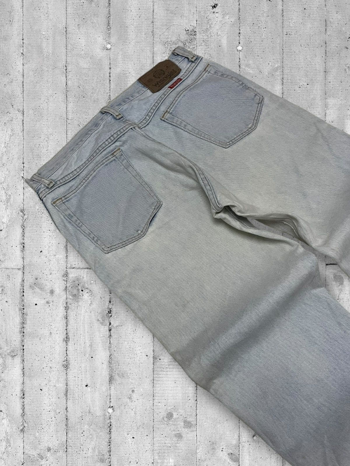 Designer × Vintage × Wrangler Vintage 1990s Designer Wrangler Blue Wash Distressed Denim Size US 30 / EU 46 - 15 Thumbnail