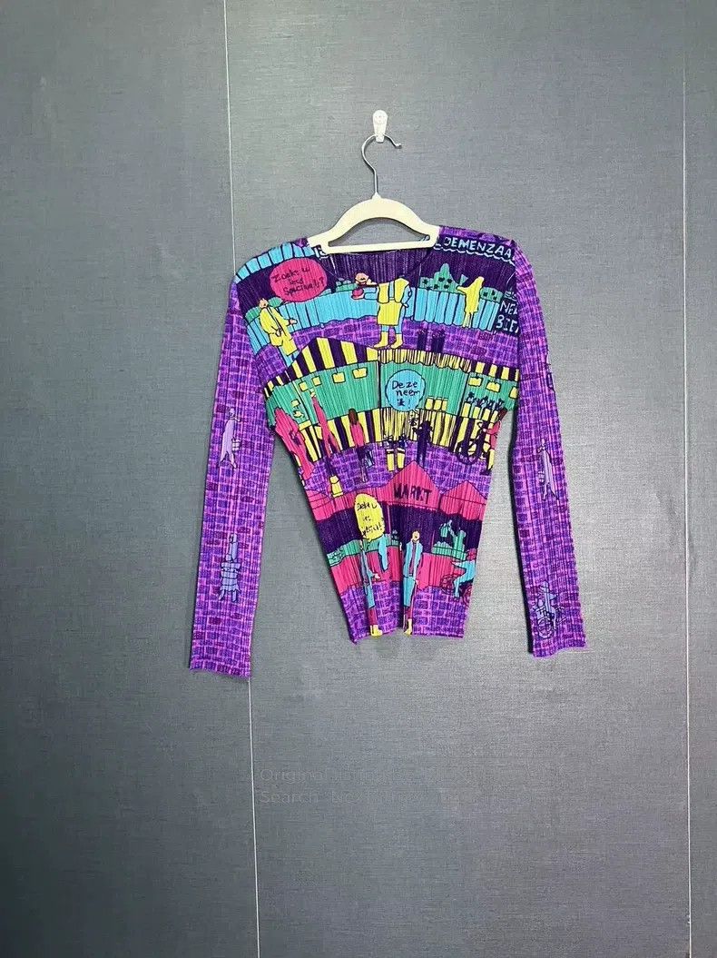 Issey Miyake Issey Miyake Purple Traveler Long-Sleeve Crew Neck Top Size L / US 10 / IT 46 - 2 Thumbnail