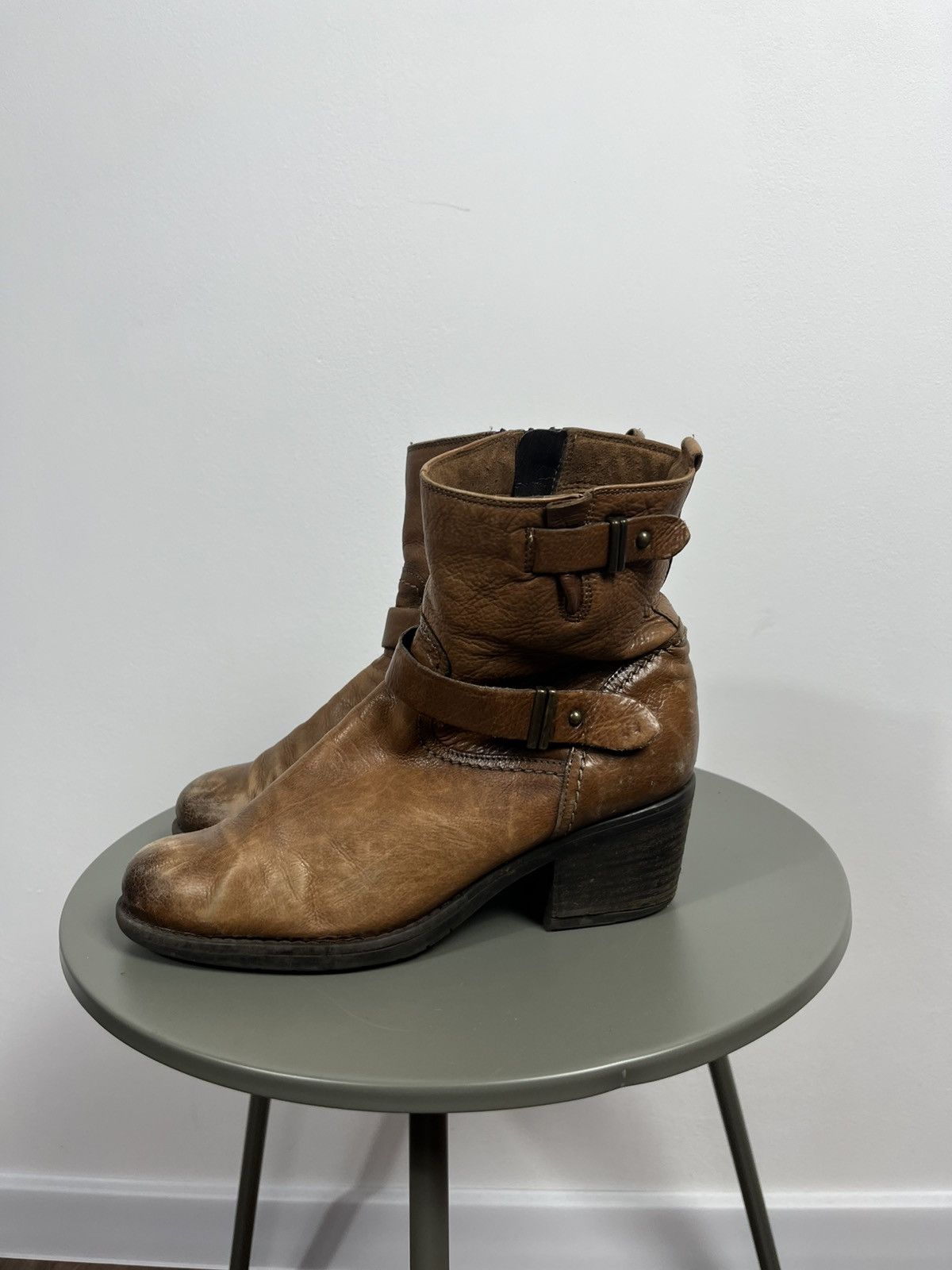 Clarks × Vintage Clarks Distressed Leather Ankle Boots – Avant-Garde Western Size US 6.5 / IT 36.5 - 5 Thumbnail